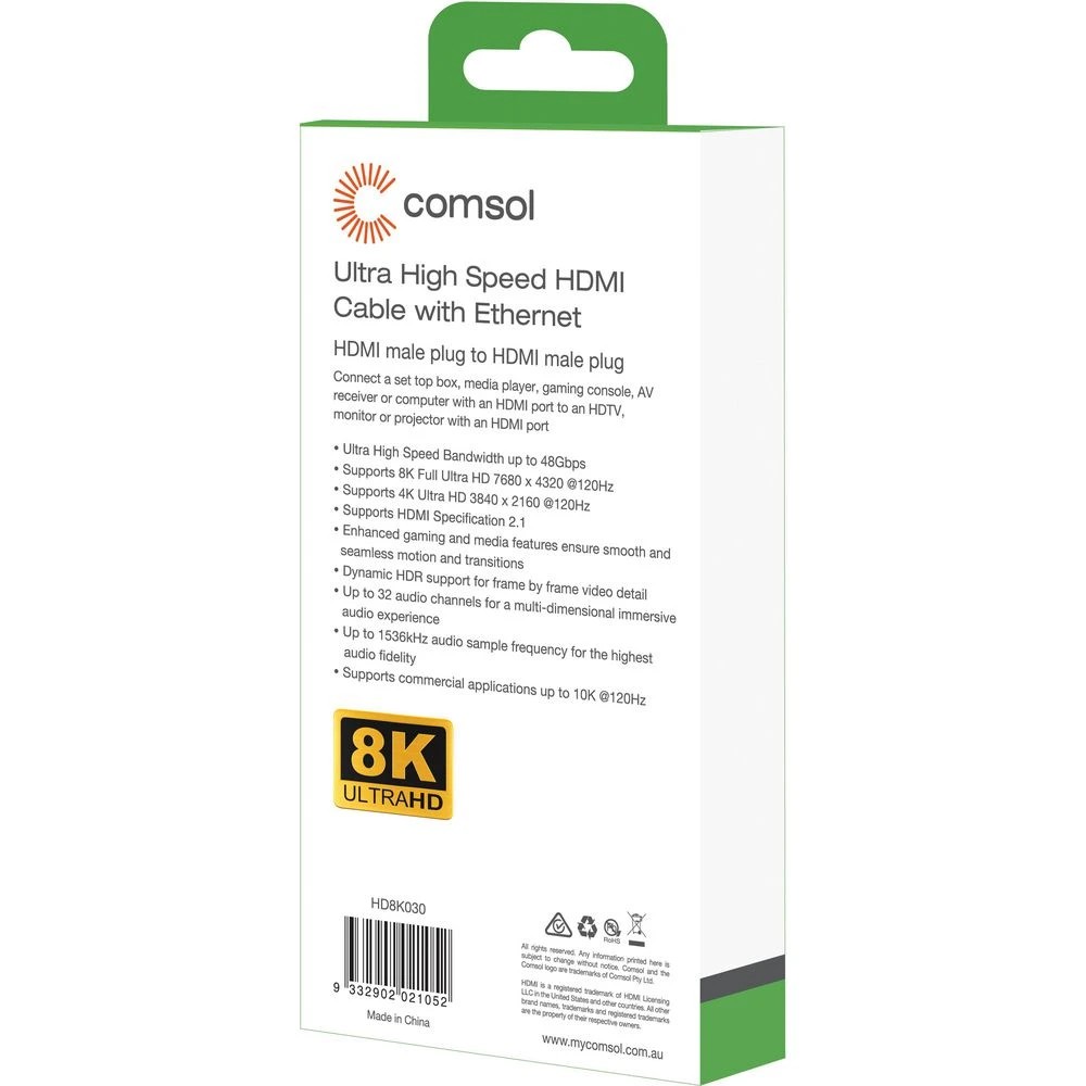 2 Comsol Ultra High Speed HDMI 8K Cable with Ethernet 3m, 2 of 3