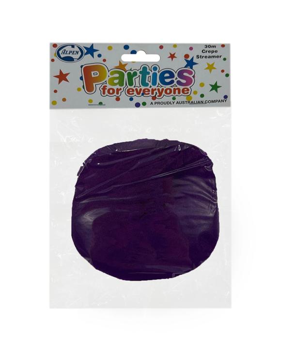 Alpen Paper Crepe Streamer Decoration Accessory 30m Length Party Supply - Purple