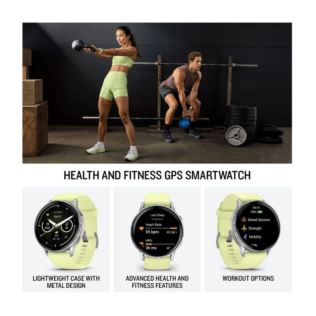 2 Garmin Venu 4 45mm Smartwatch Silver with Citron Band, 2 of 6