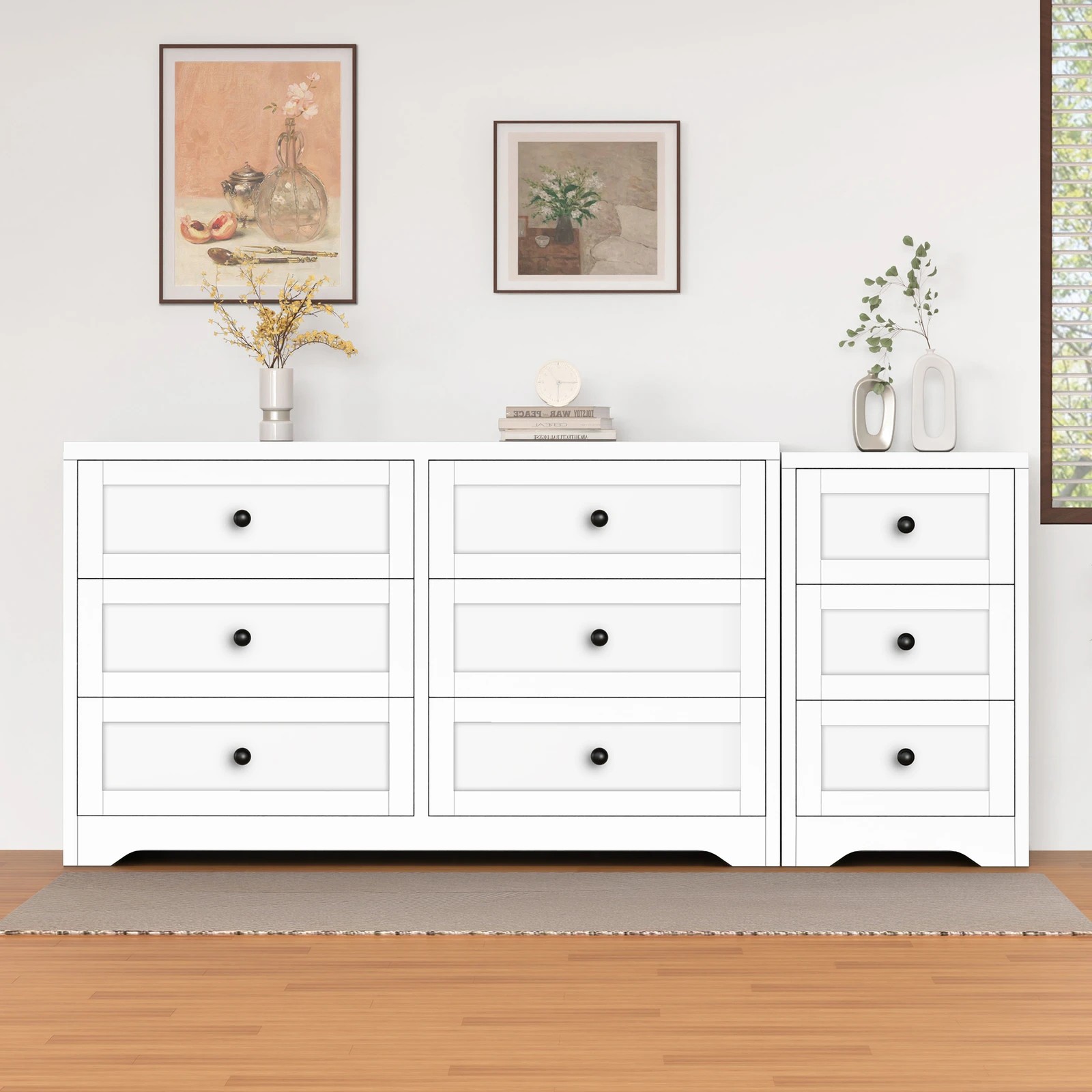 2 Alfordson 6 Chest of Drawers Bedside Table Bedroom Storage Hamptons - White, 2 of 10