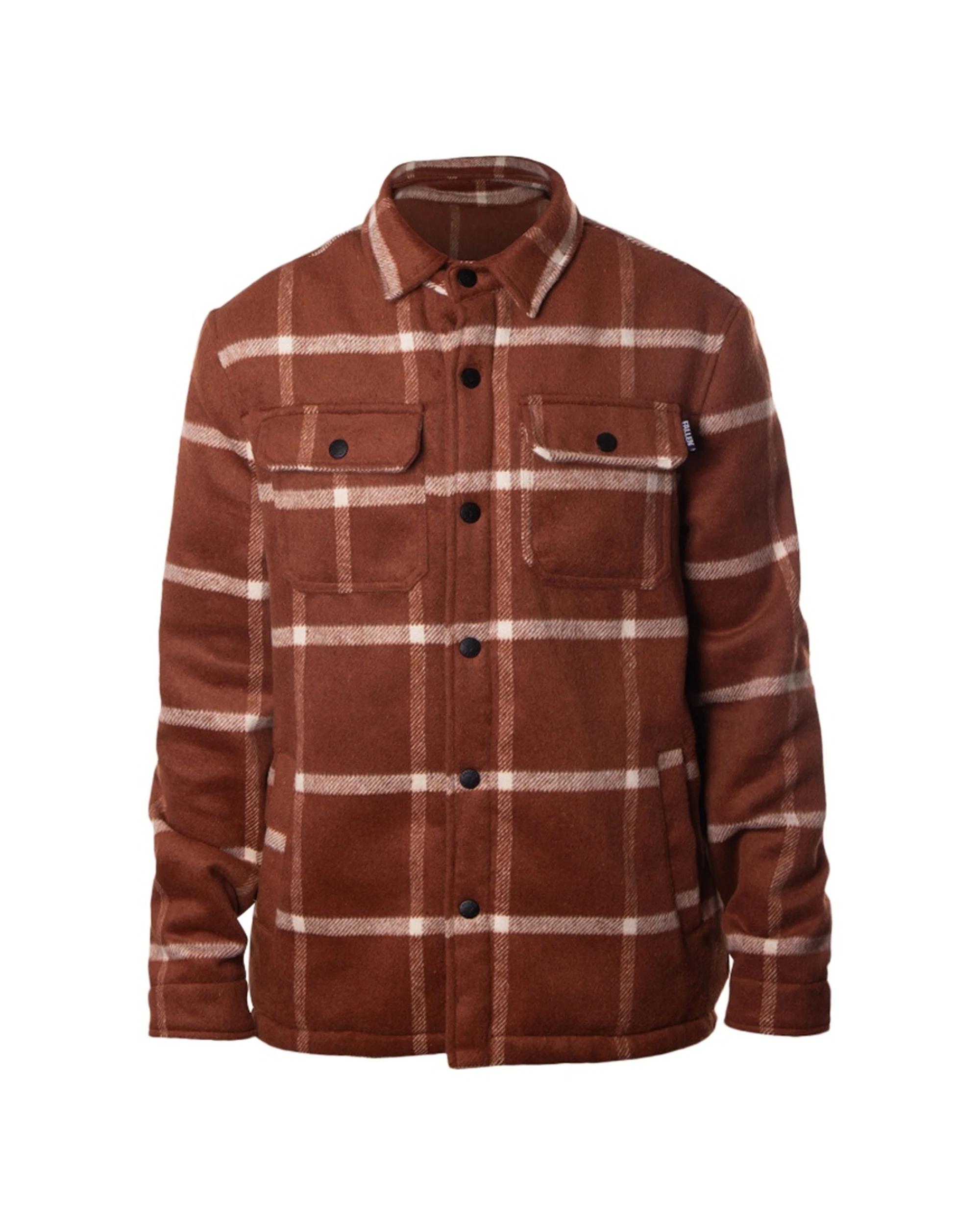 1 Fallen Footwear Mens Outerwear Polyester Lamb Jacket Durable Material BROWN/WHITE, 1 of 7