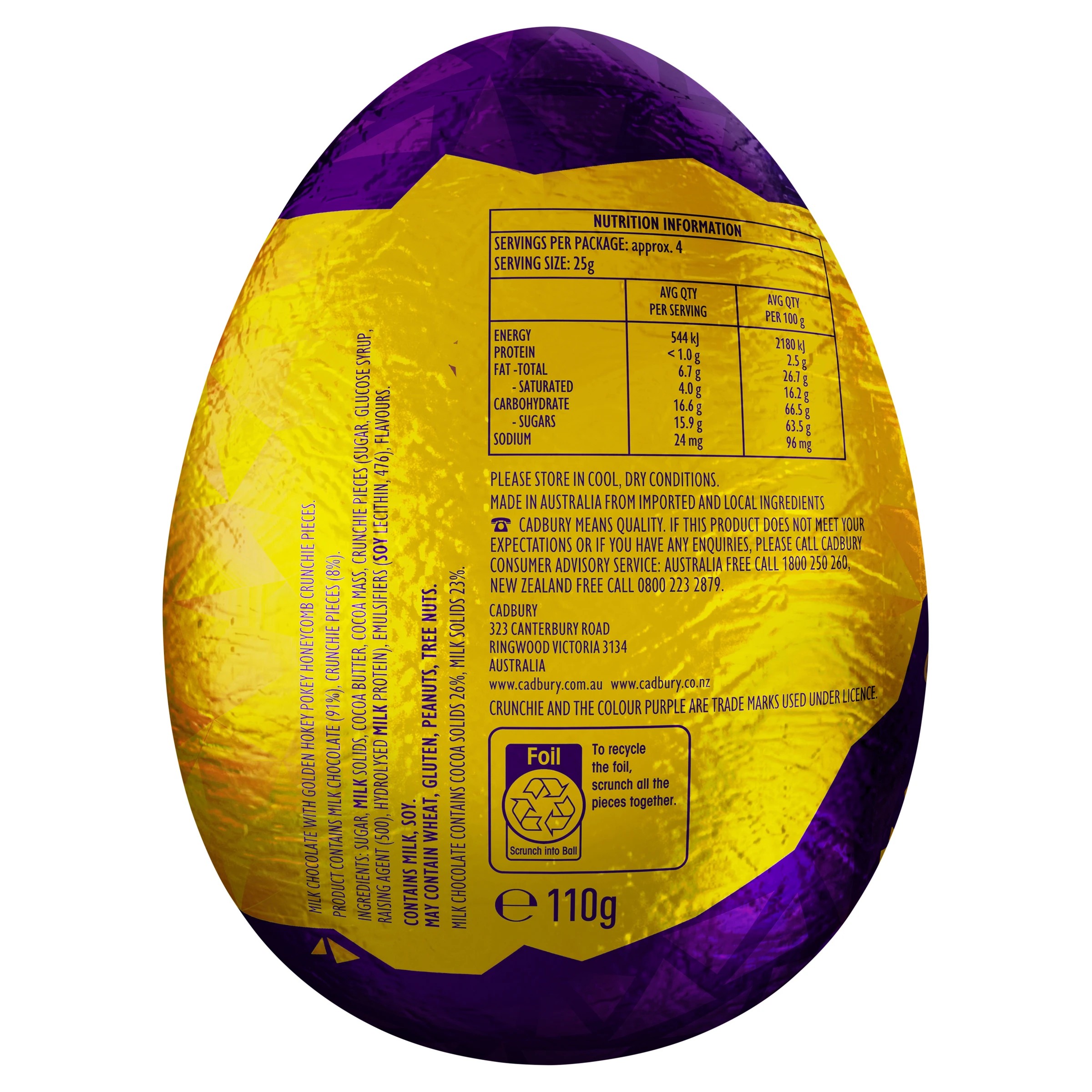 2 Cadbury Crunchie Hollow Easter Egg 110g, 2 of 4