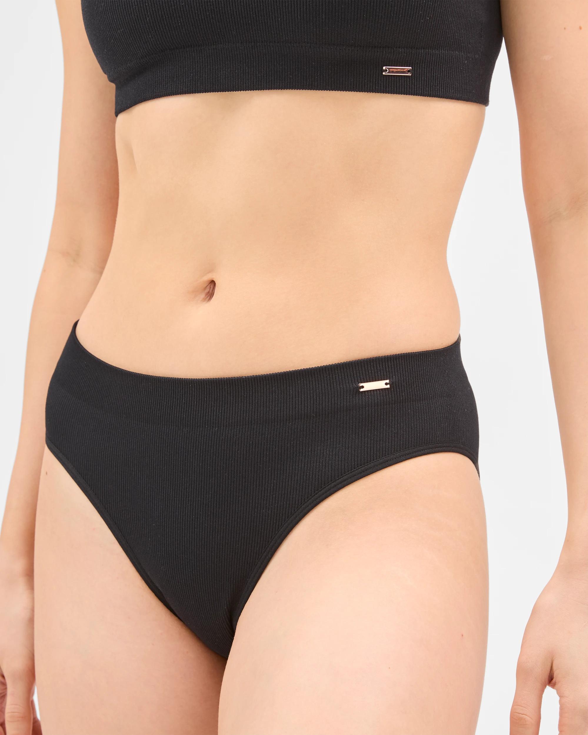 5 Lily Loves 2 Pack Rib Seamfree High Waist Bikini Briefs BLACK/GARDENIA, 5 of 6