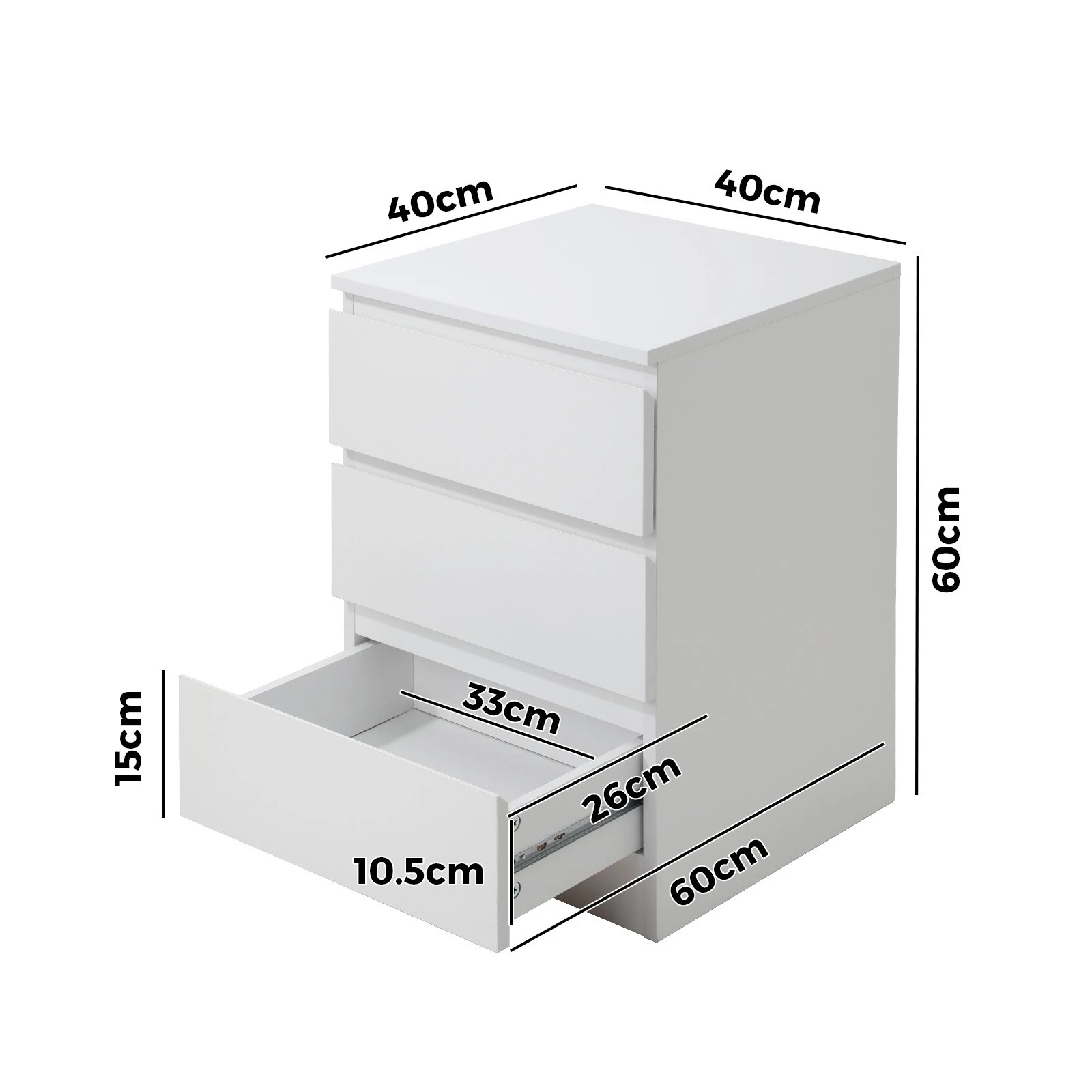 2 Oikiture Bedside Tables Set of 2 Side Table Storage Cabinet Nightstand - White, 2 of 9
