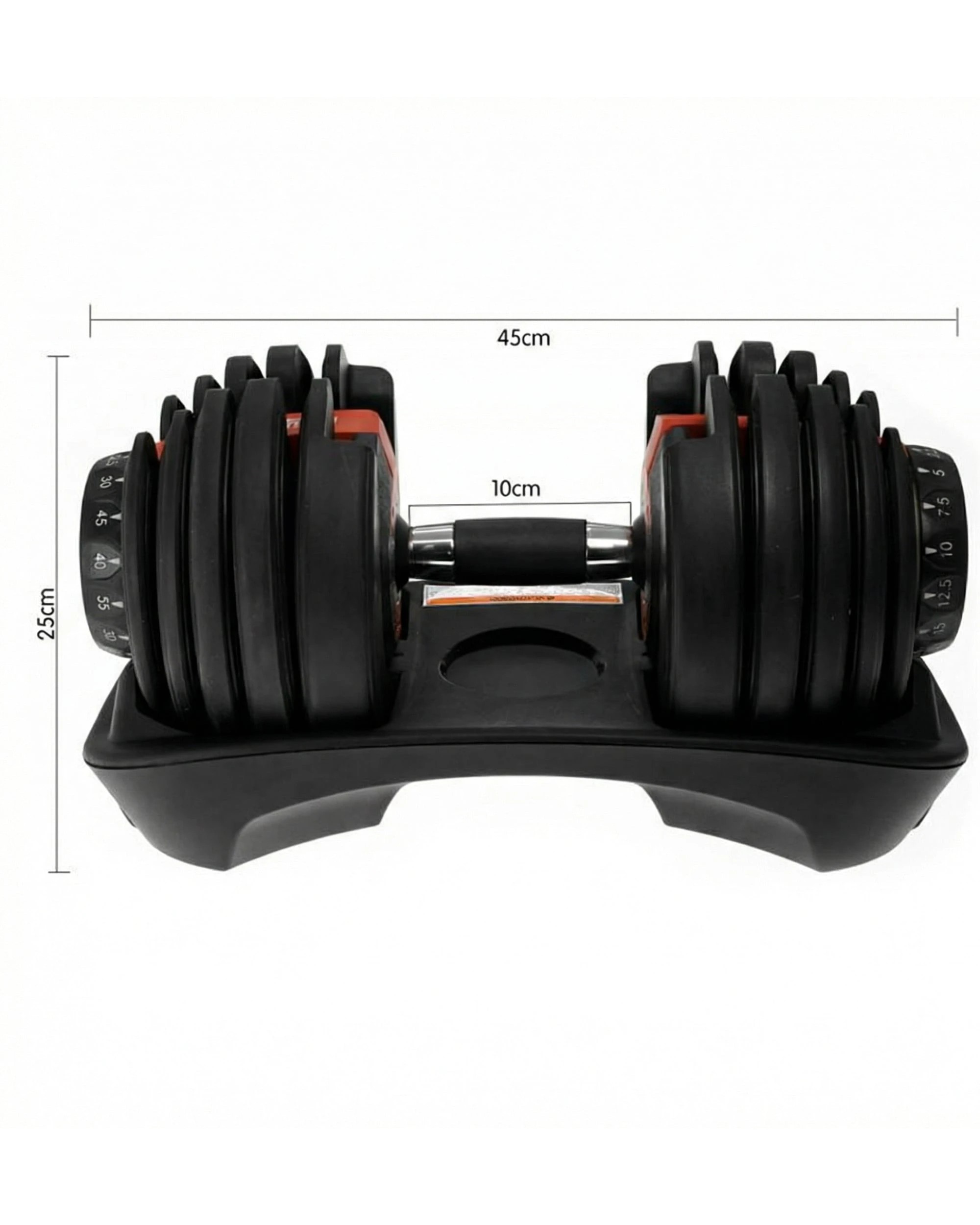 7 Powertrain 80KG Adjustable Dumbbell Set with Heavy Duty FID Bench - Black, 7 of 9