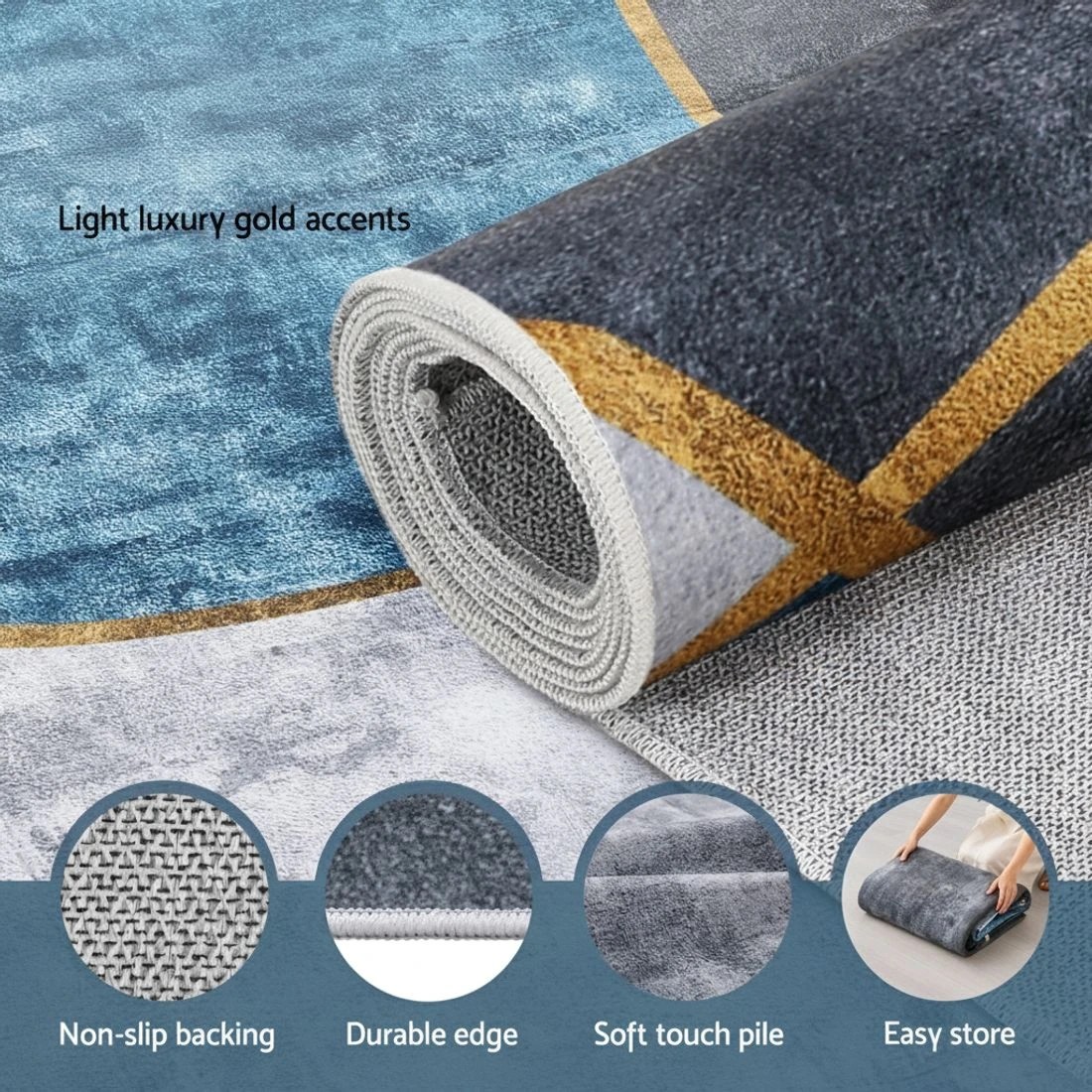 4 Artiss Washable Floor Rug 240X340cm Large Geometric Area Rug Modern Floor - Multi, 4 of 9