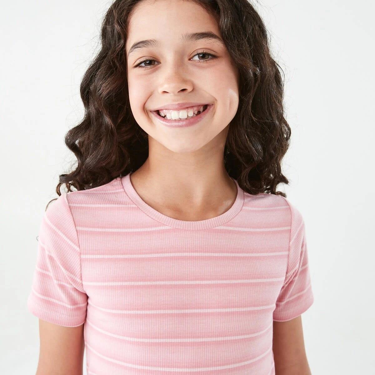 3 Short Sleeve Rib Top Pnk Stripe, 3 of 9