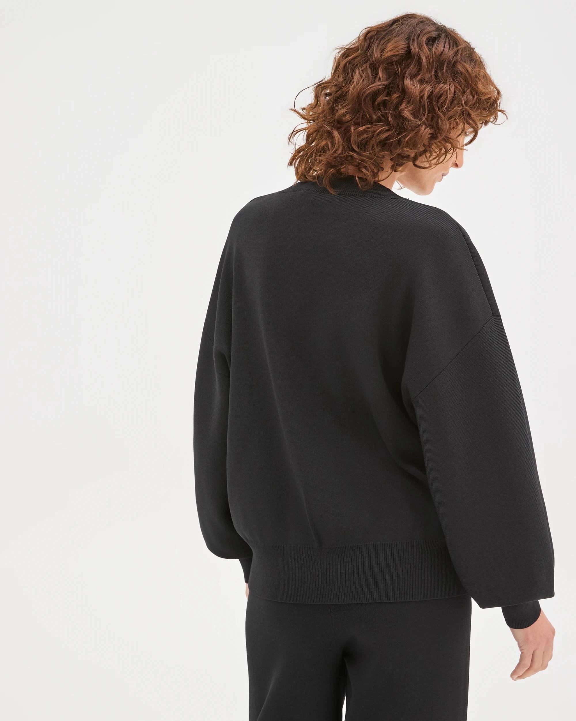 7 Preview Crepe Knit V-Neck Sweater BLACK, 7 of 7