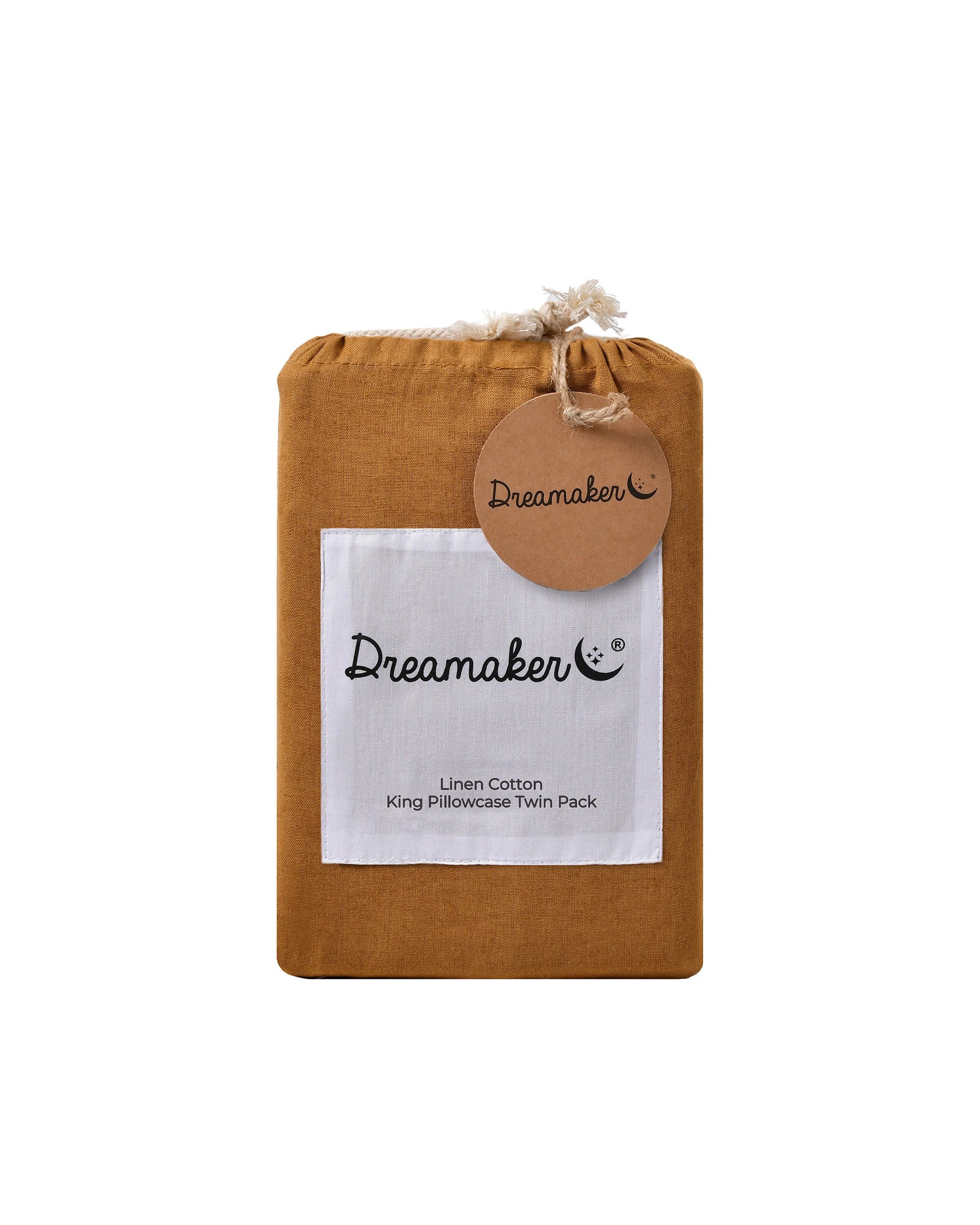 4 Dreamaker Linen Cotton King Pillowcase Twin Pack - Rust, 4 of 4
