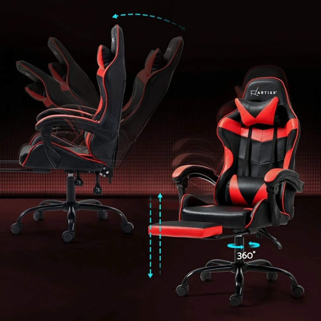 3 Artiss Gaming Office Chair Recliner Footrest - Multi, 3 of 5