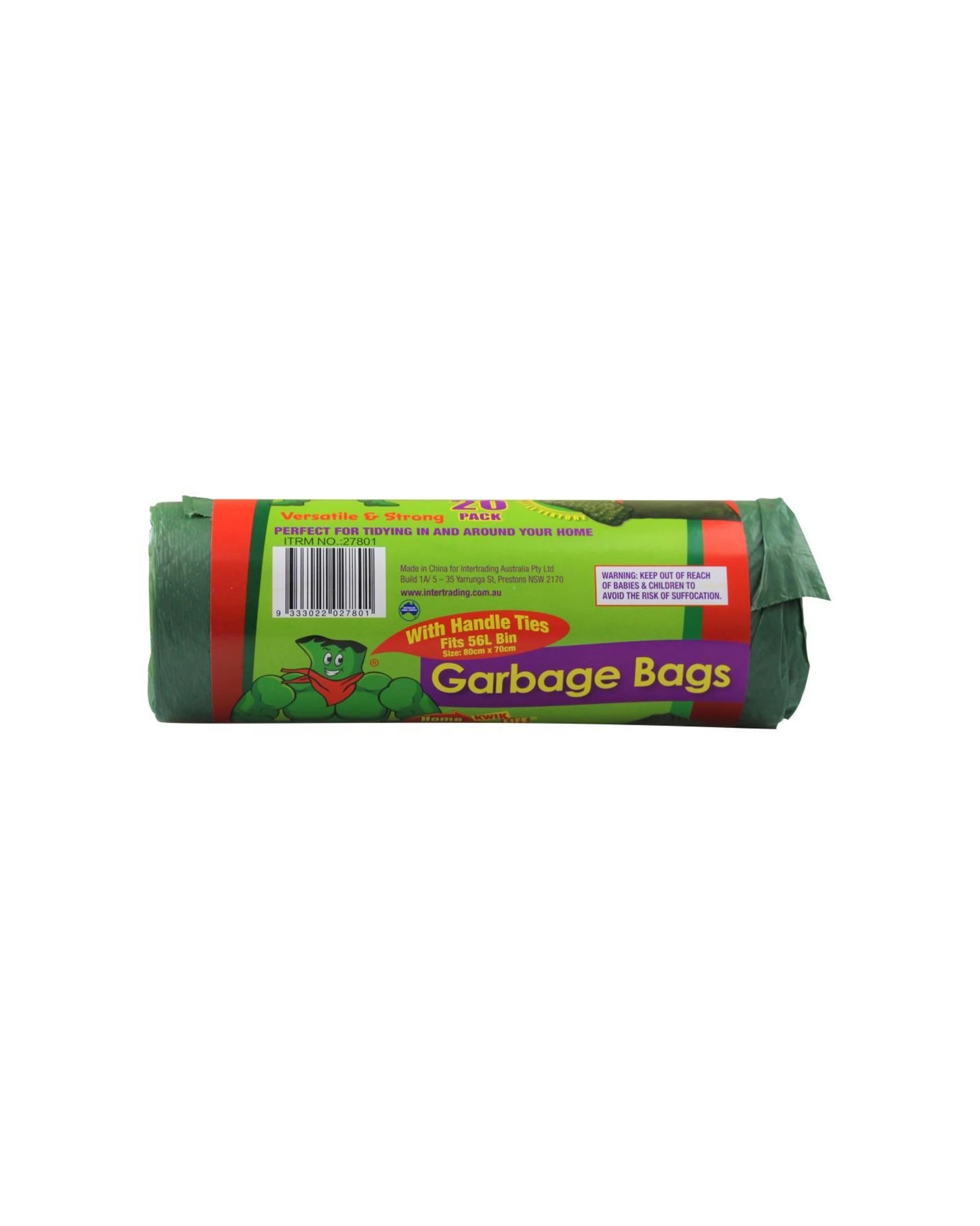 3 Kwik Life 320pc Garbage Bags Liner 56L Drawstring 80x70cm - Green, 3 of 3