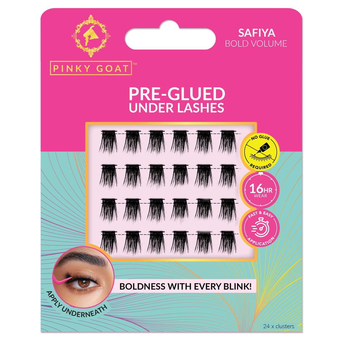 1 Pinky Goat 24 Pack Pre-Glued Under Lashes - Safiya, 1 of 3
