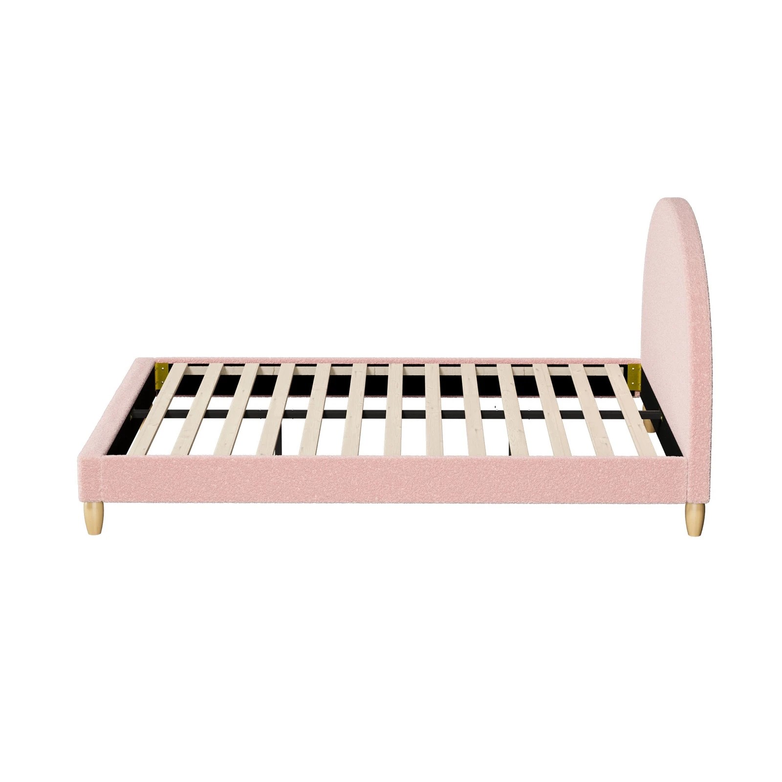 6 Oikiture Bed Frame Double Size Platform Base Arched Bedhead Boucle - Pink, 6 of 7
