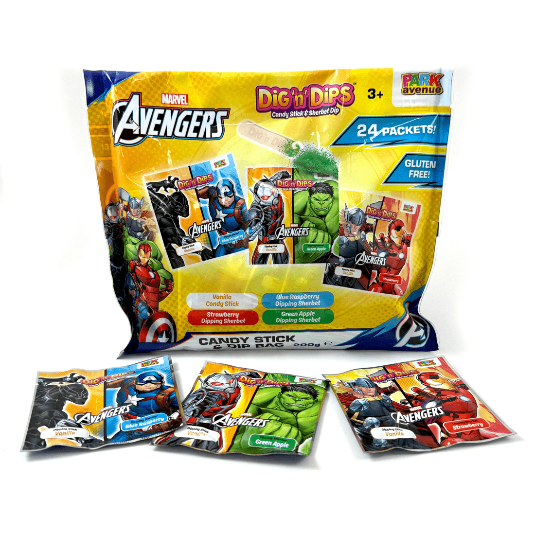2 Park Avenue Marvel Avengers 24 Pack Dig n' Dips Candy Stick & Dip Bag 200g, 2 of 4