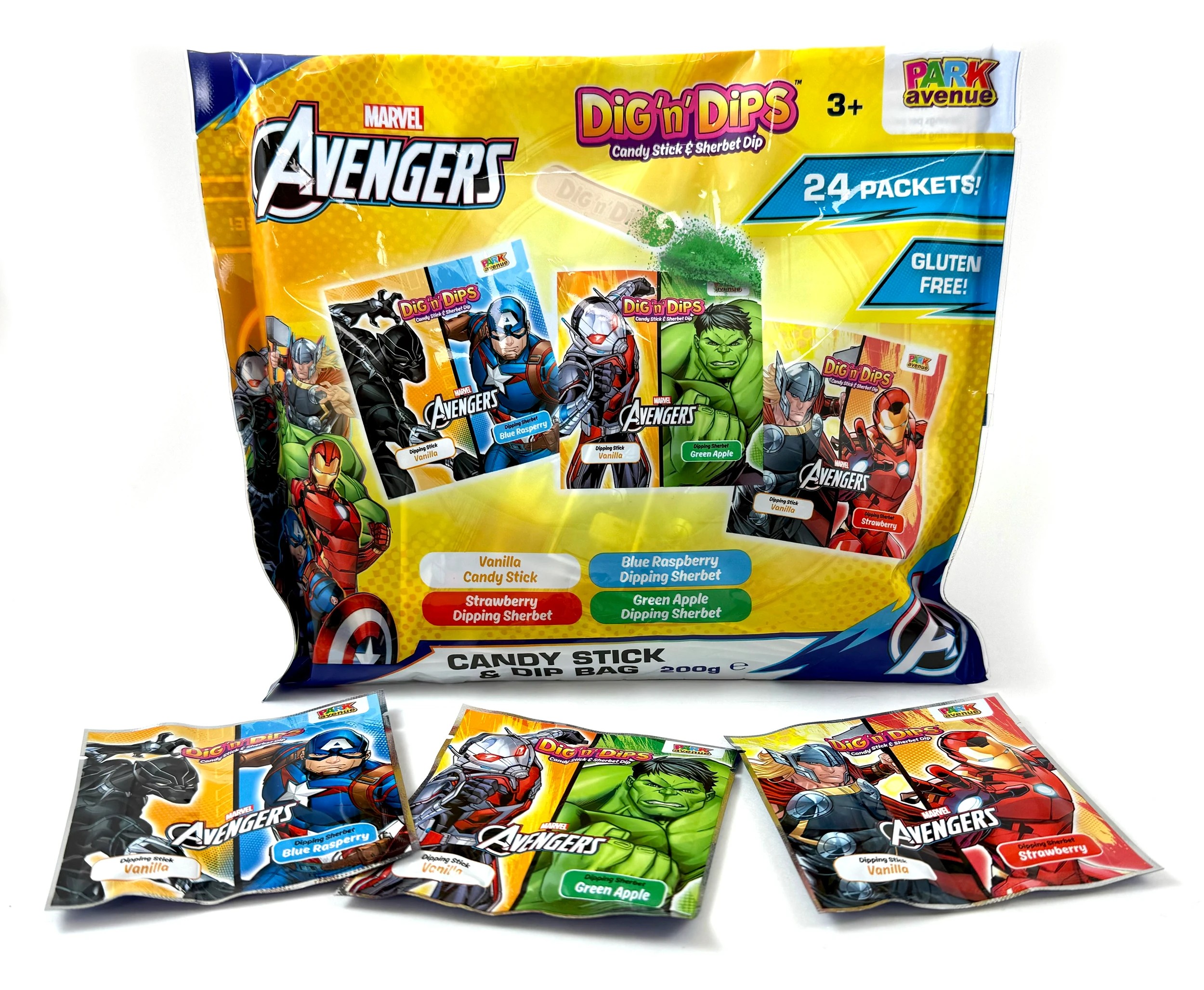 2 Park Avenue Marvel Avengers 24 Pack Dig n' Dips Candy Stick & Dip Bag 200g, 2 of 4