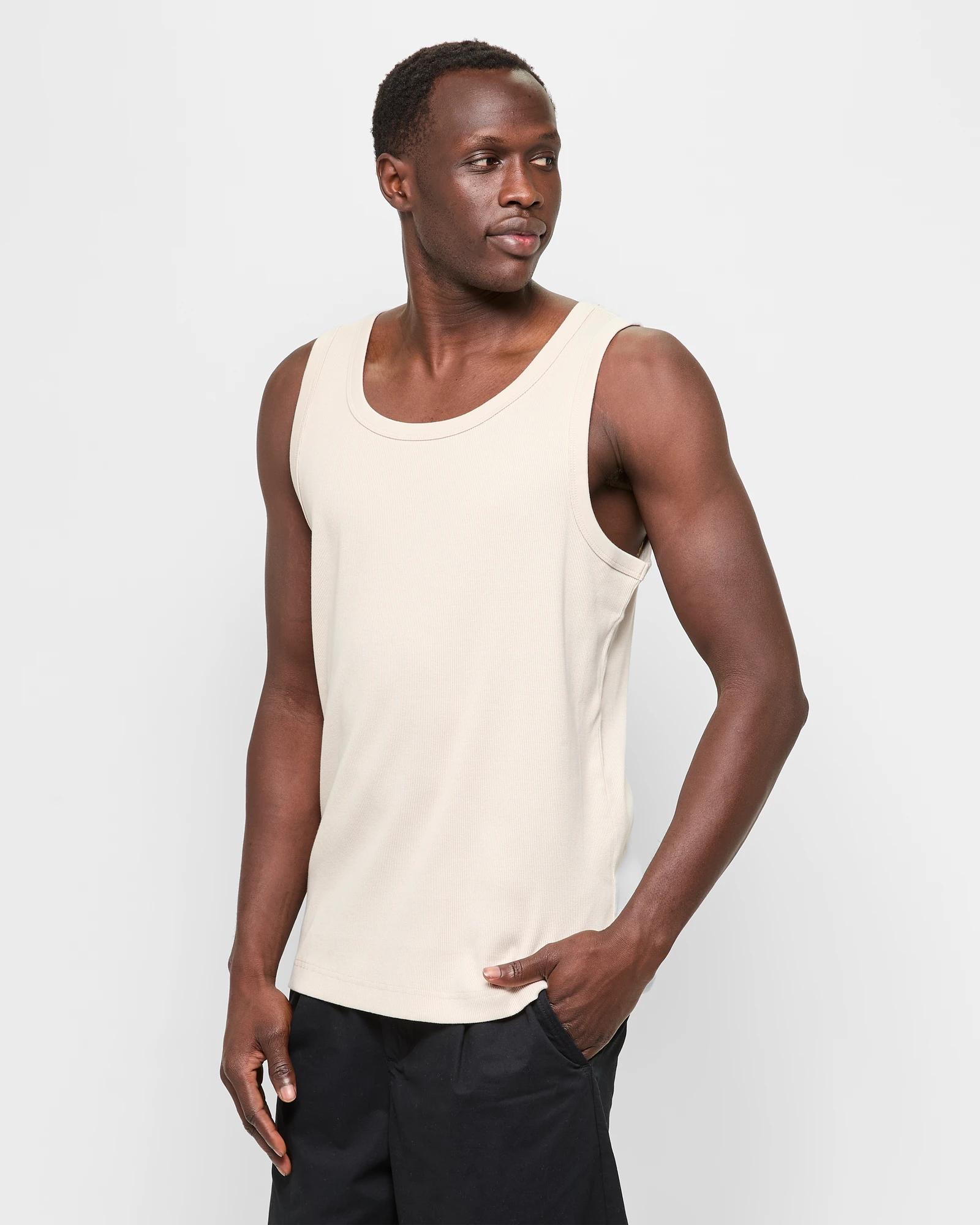 3 Australian Cotton Rib Tank Top - Commons MOONBEAM, 3 of 5