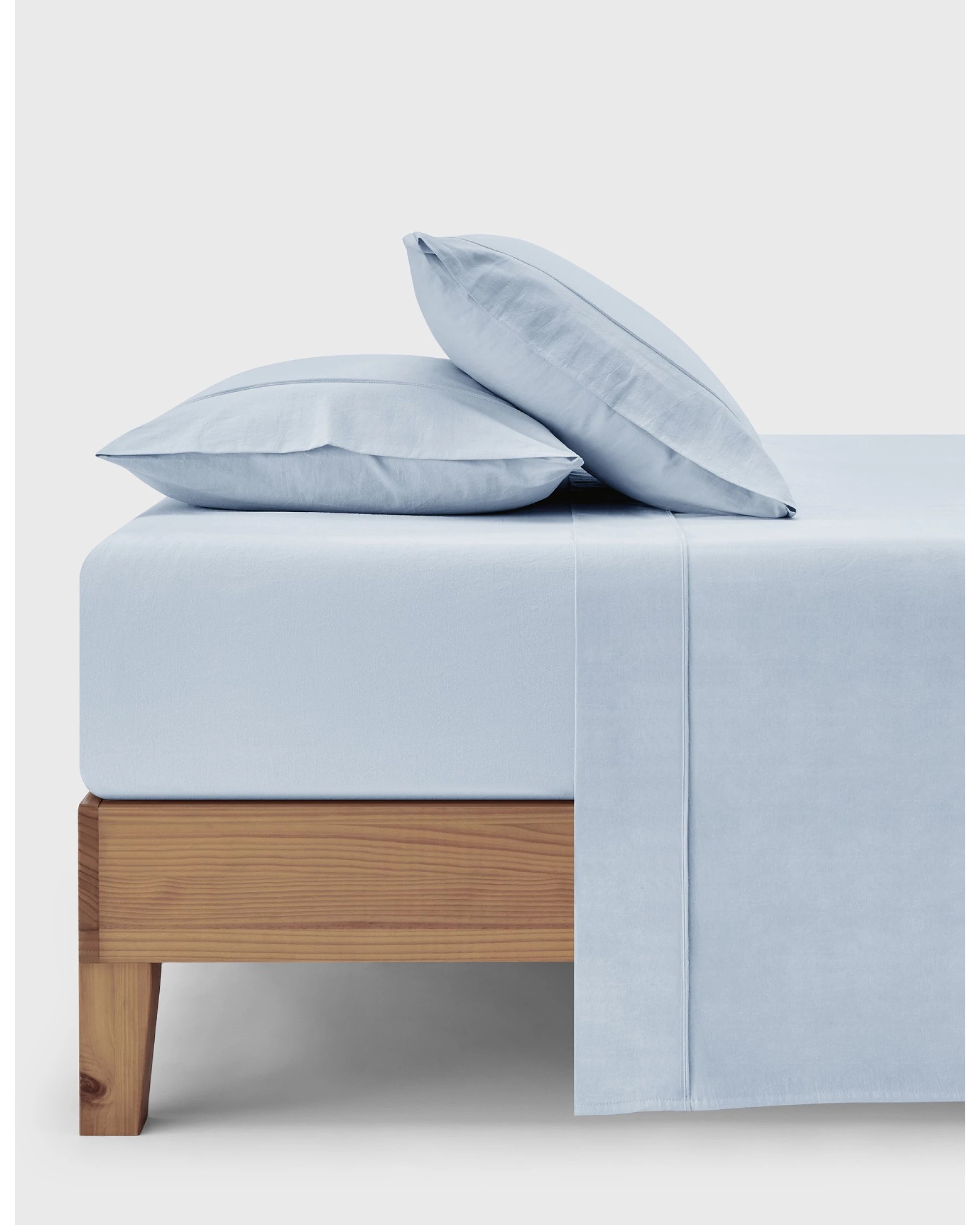 1 Dreamaker Bonnie Washed Cotton Sheet Set - King Single Bed - Sky, 1 of 9