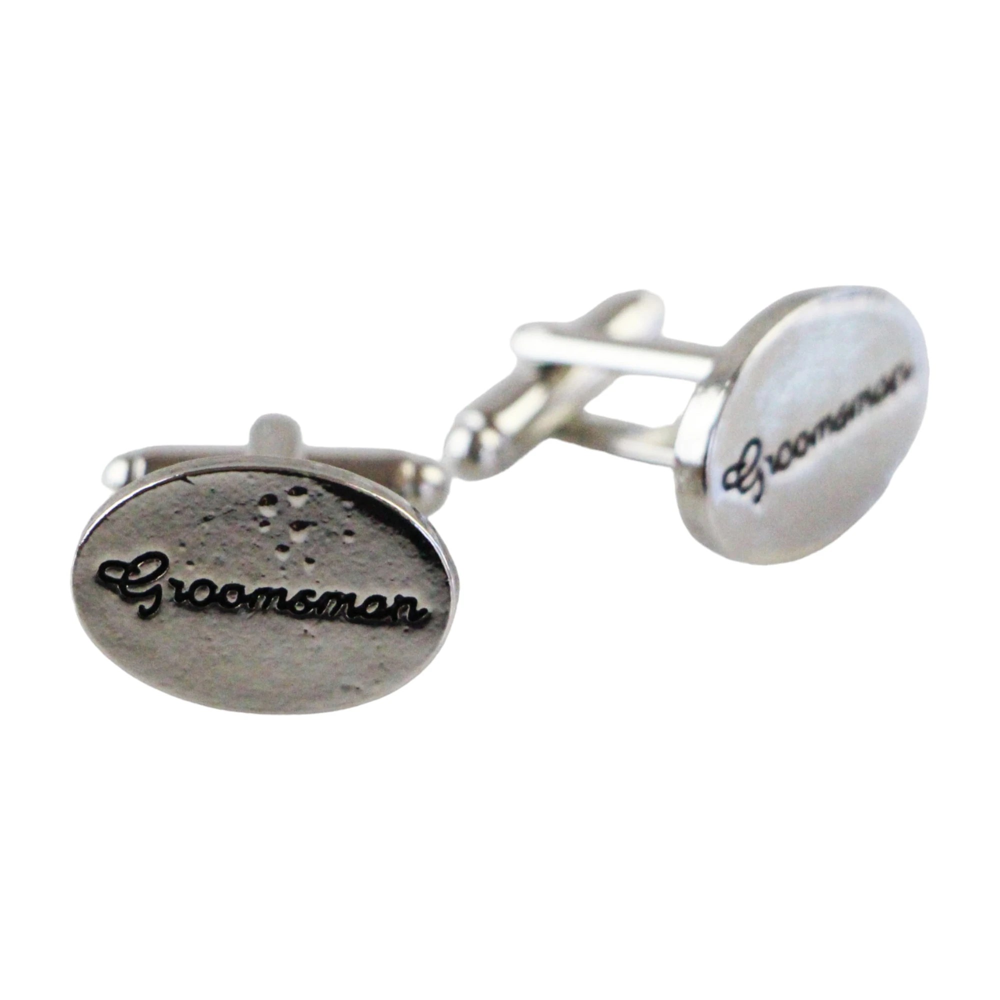 2 Zasel Mens Groomsman Cufflinks - Silver - Silver, 2 of 2