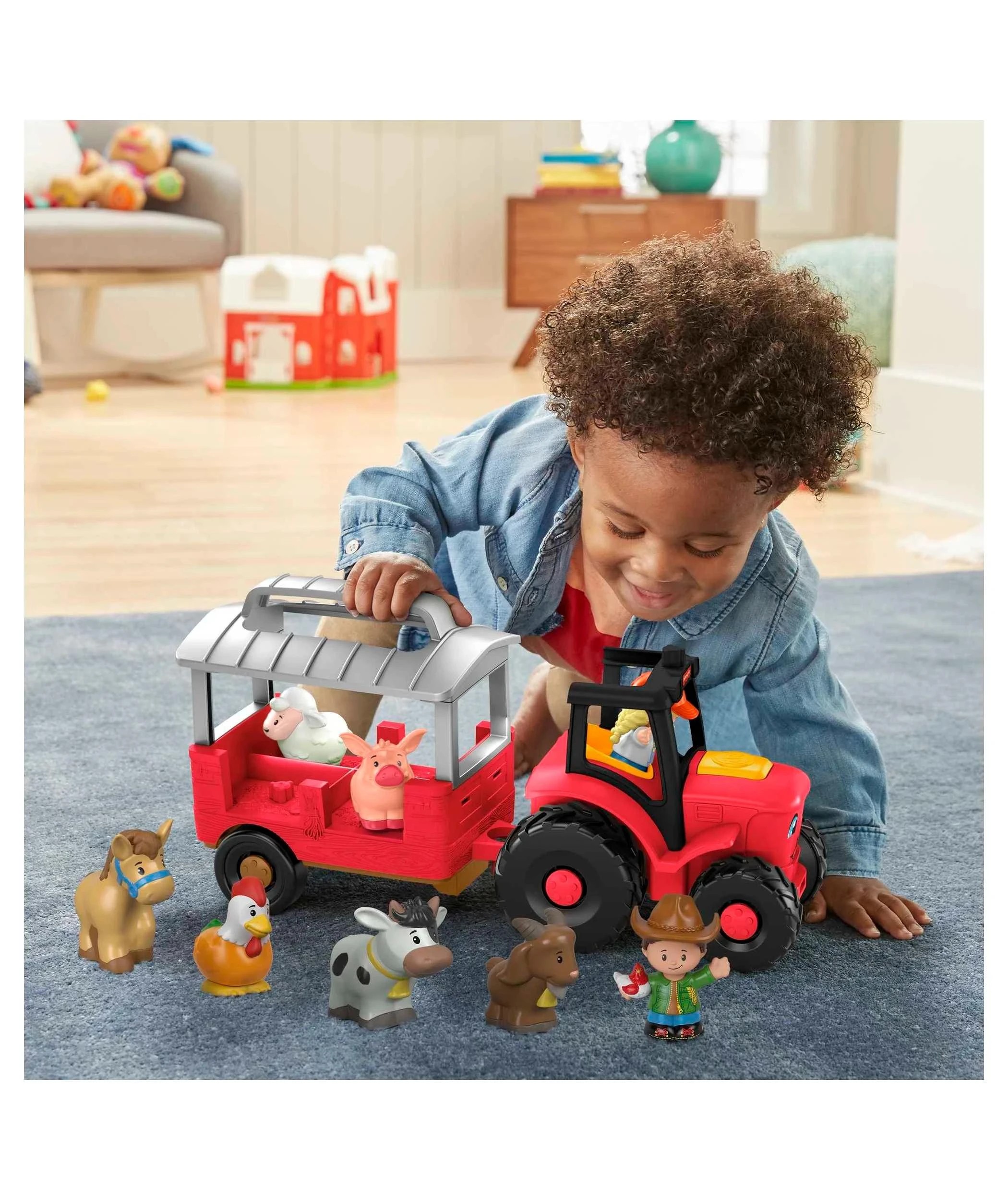 4 Fisher Price Mattel Little People Caring for Animals Tractor Gift Set Musical Farm Truck - Multi, 4 of 6