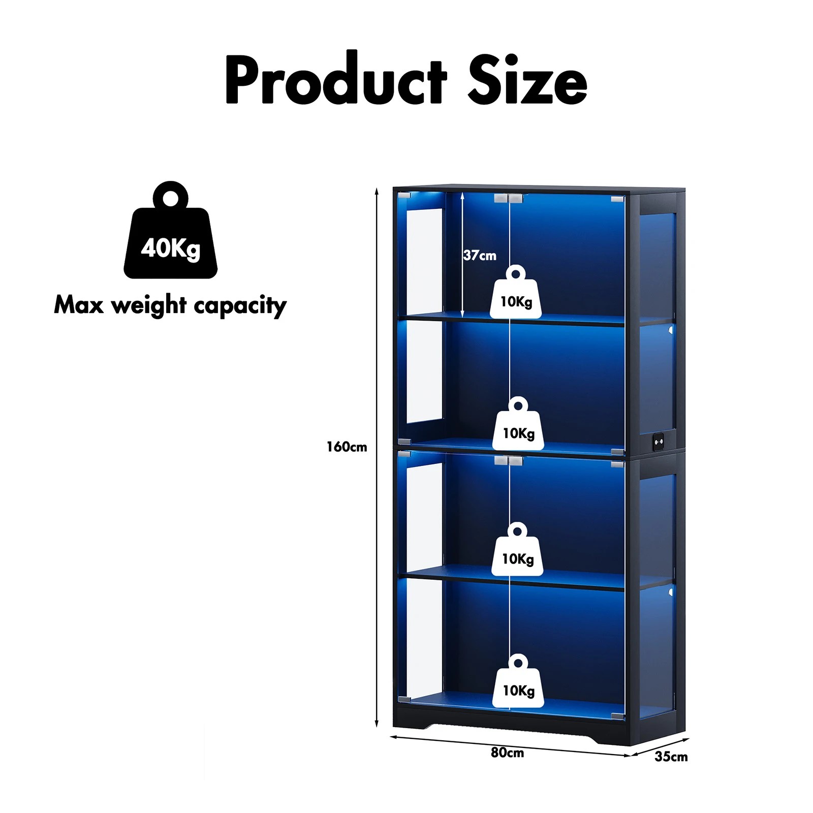 9 Advwin 4 Tier Display Cabinet Tall Storage Bookshelf Organizer Hallway Storage Cabinet, 9 of 9