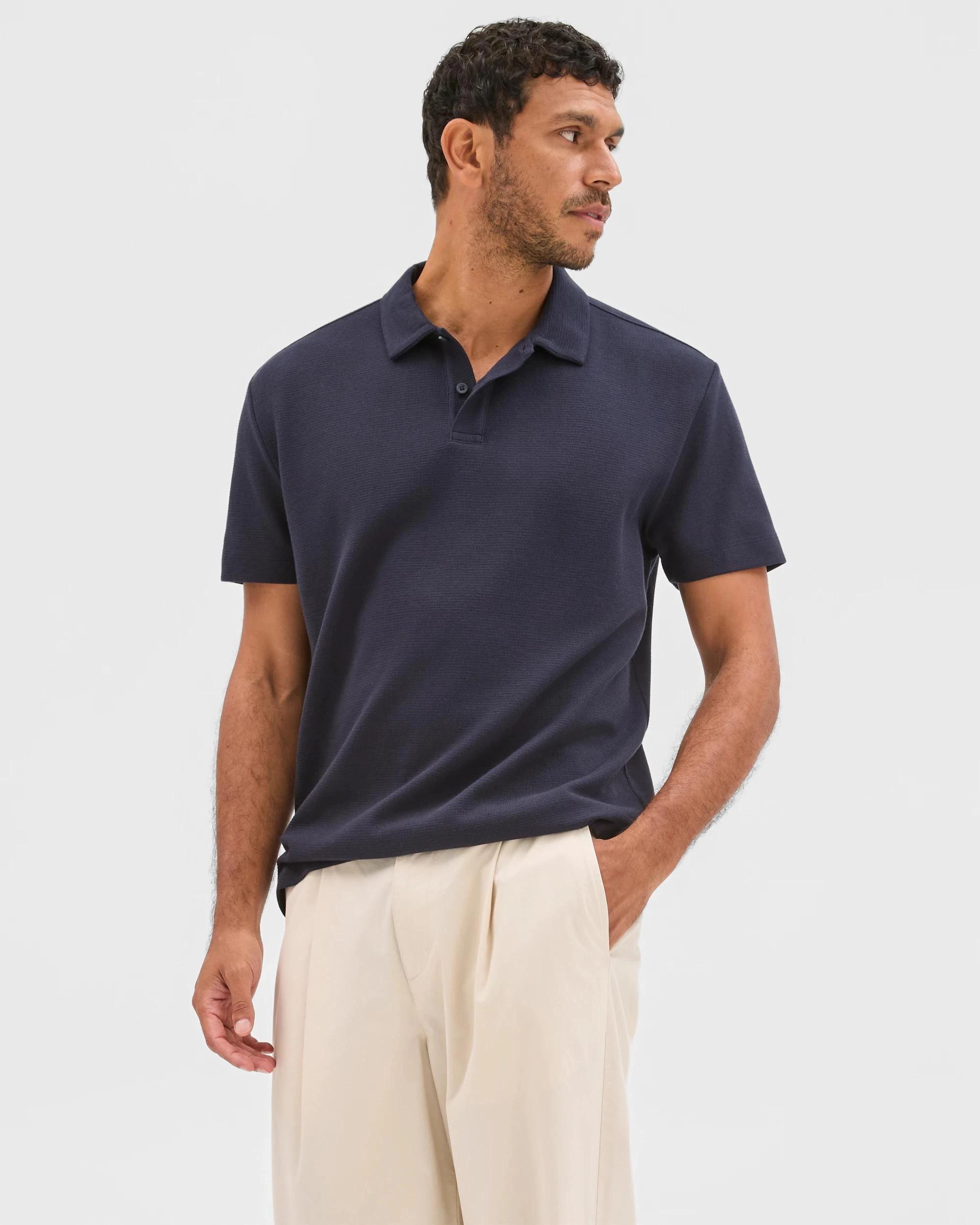 1 Target Australian Cotton Textured Fashion Polo Top NAVY, 1 of 4