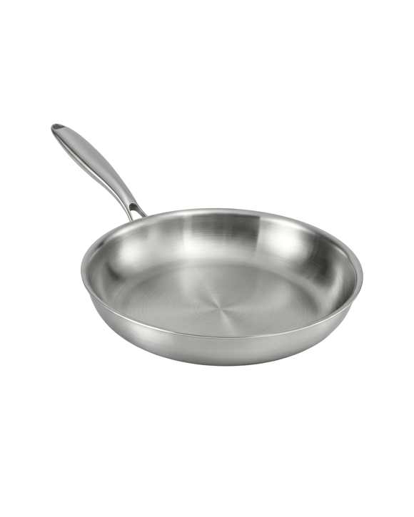 5-Star Chef 30cm Stainless Steel Frying Pan Uncoated Frypan with Tri-Ply Body - Silver