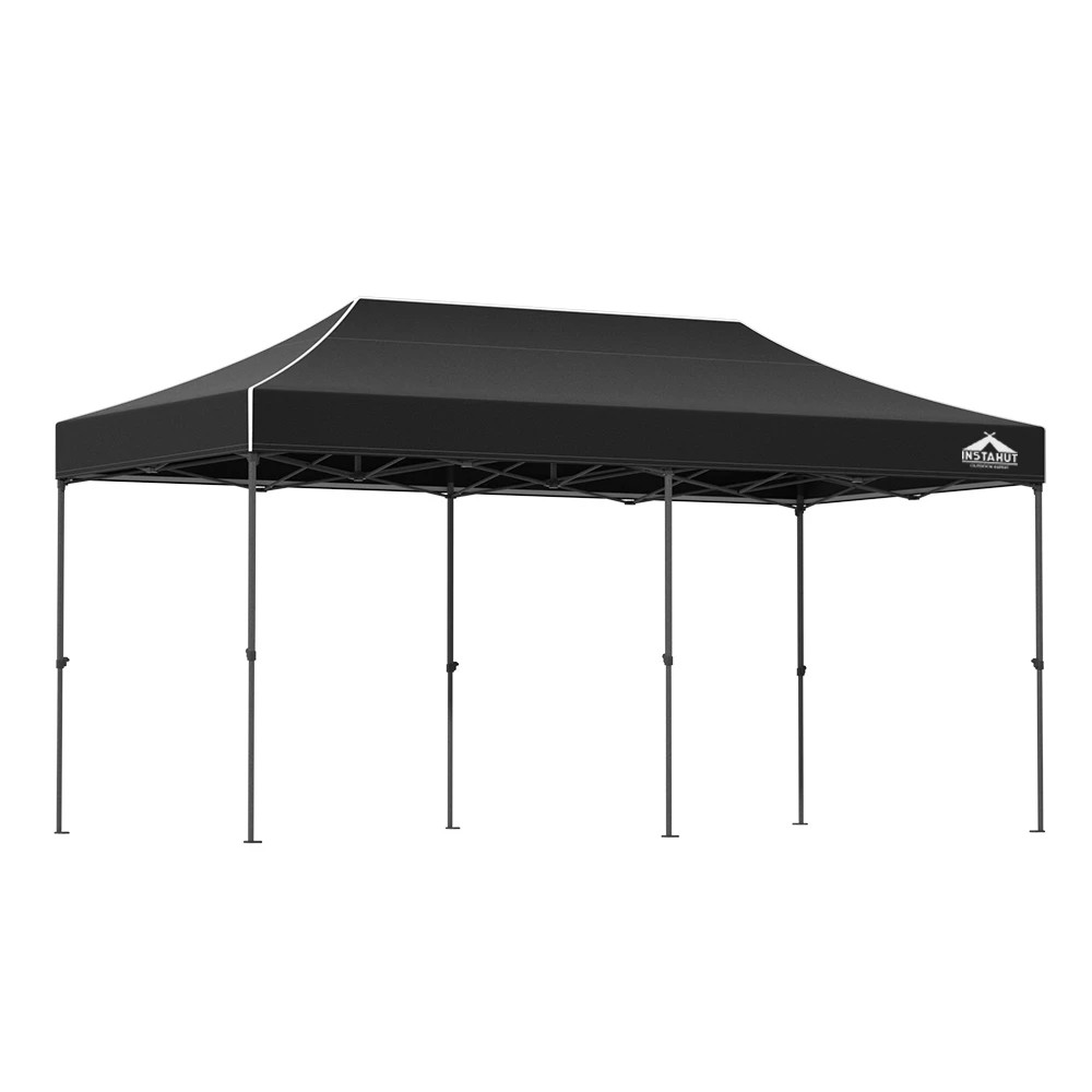 1 Instahut Gazebo Pop Up 3x6m w/Base Podx4 Marquee Folding Outdoor Wedding Camping Tent Shade - Black, 1 of 6