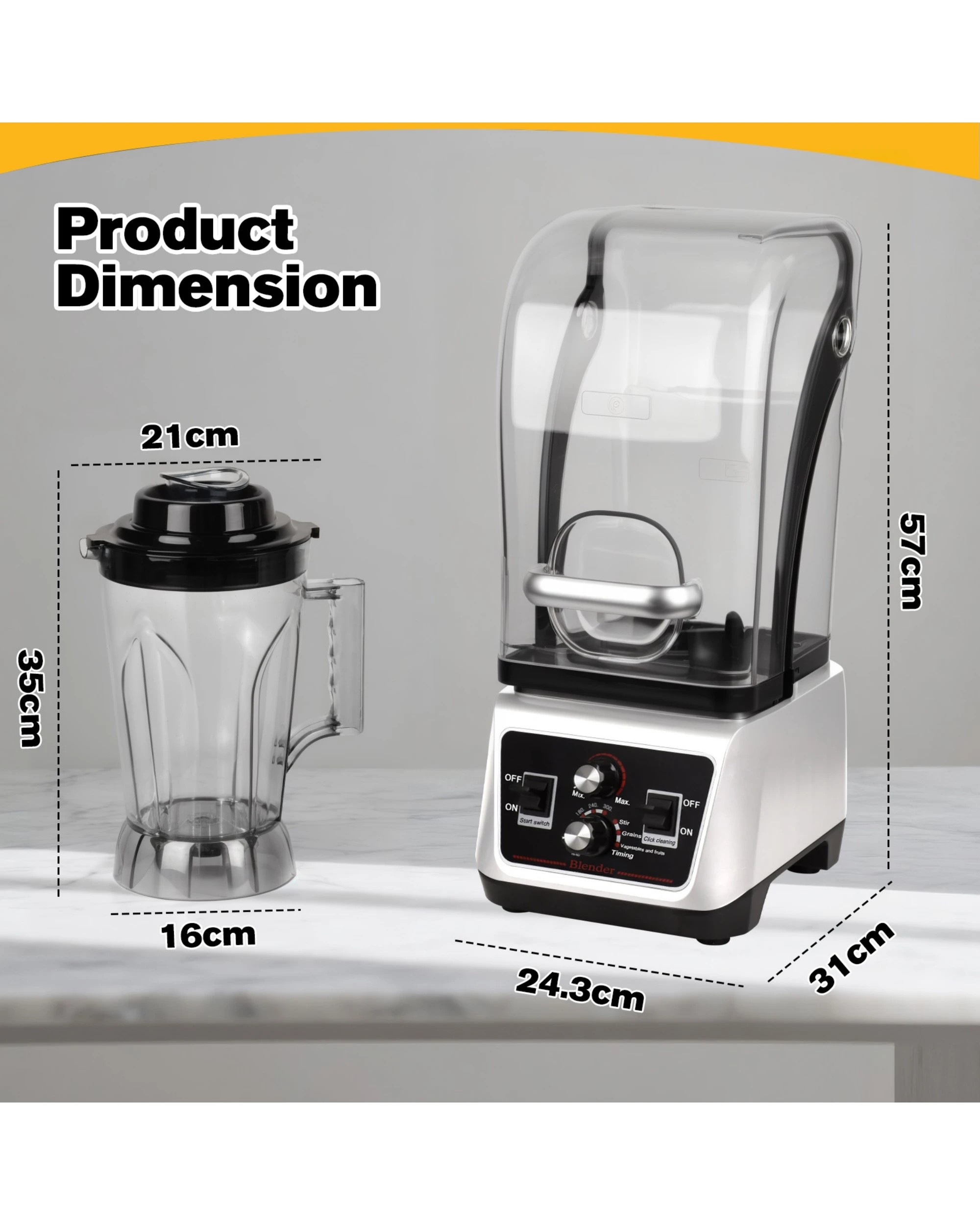 7 Advwin Commercial Blender with Soundproof Shield, 4.5L High-Speed Smoothie Blender, 7 of 7