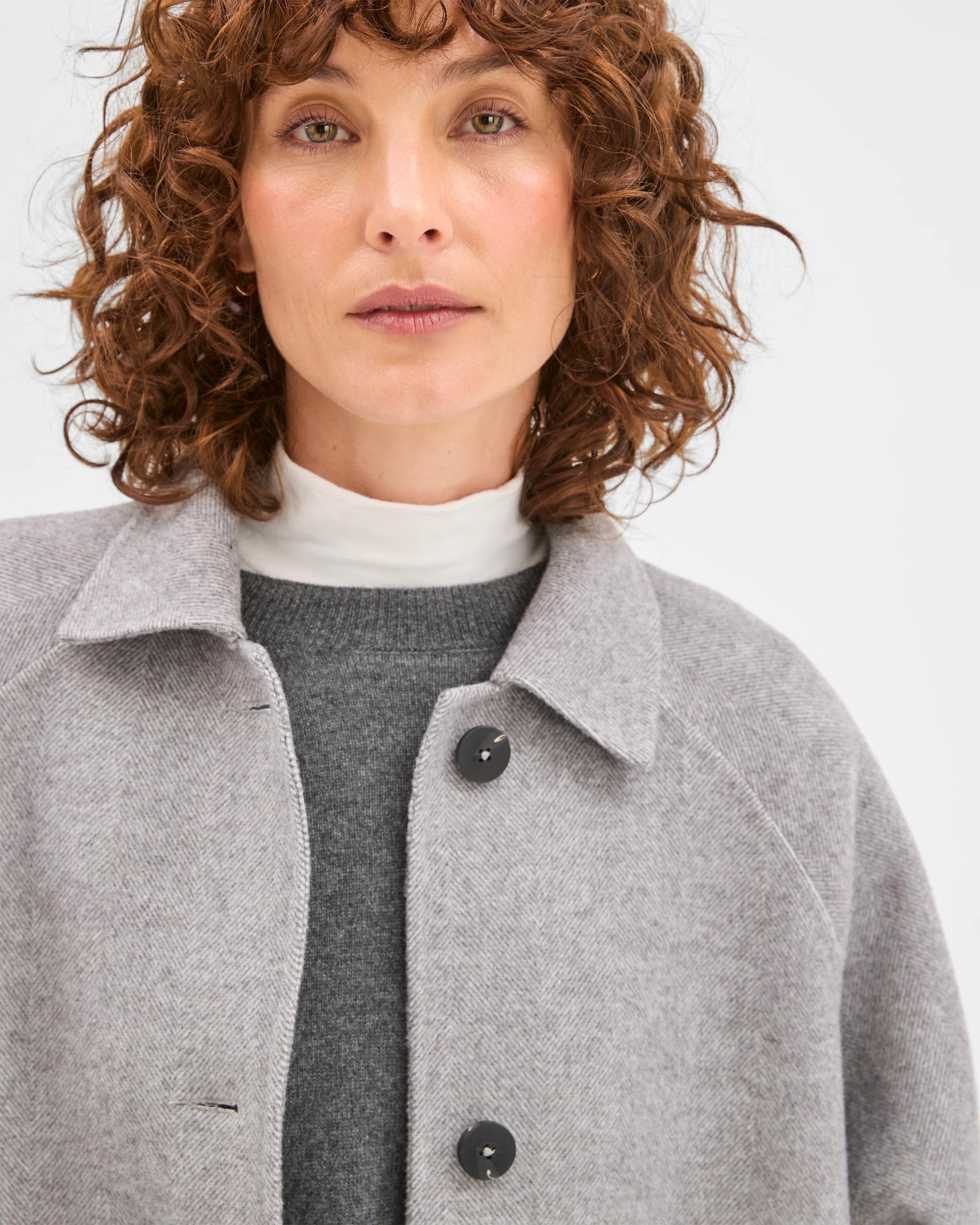 6 Preview Wool Blend Long Sleeve Collared Coat GREY, 6 of 7