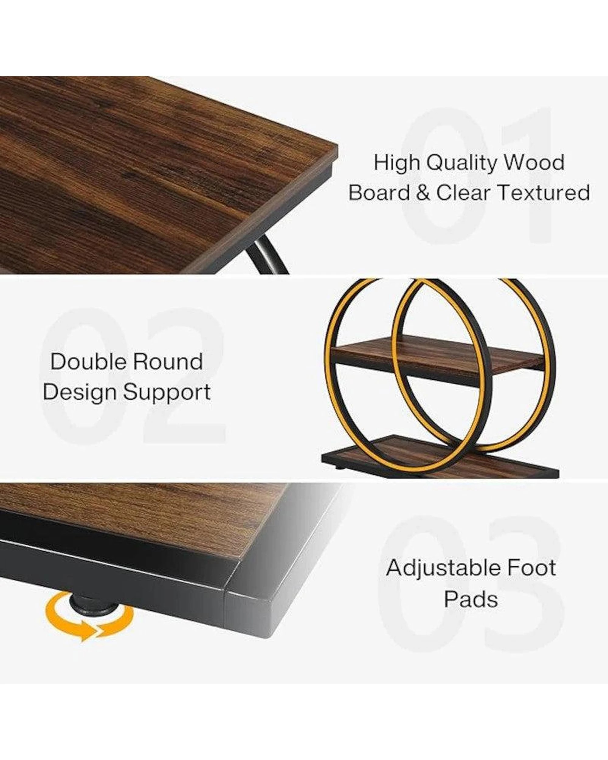 6 OAKORY 60cm End Table, Narrow 30cm Wide with Rustic Brown Storage Shelves Black Metal Frame, 6 of 7