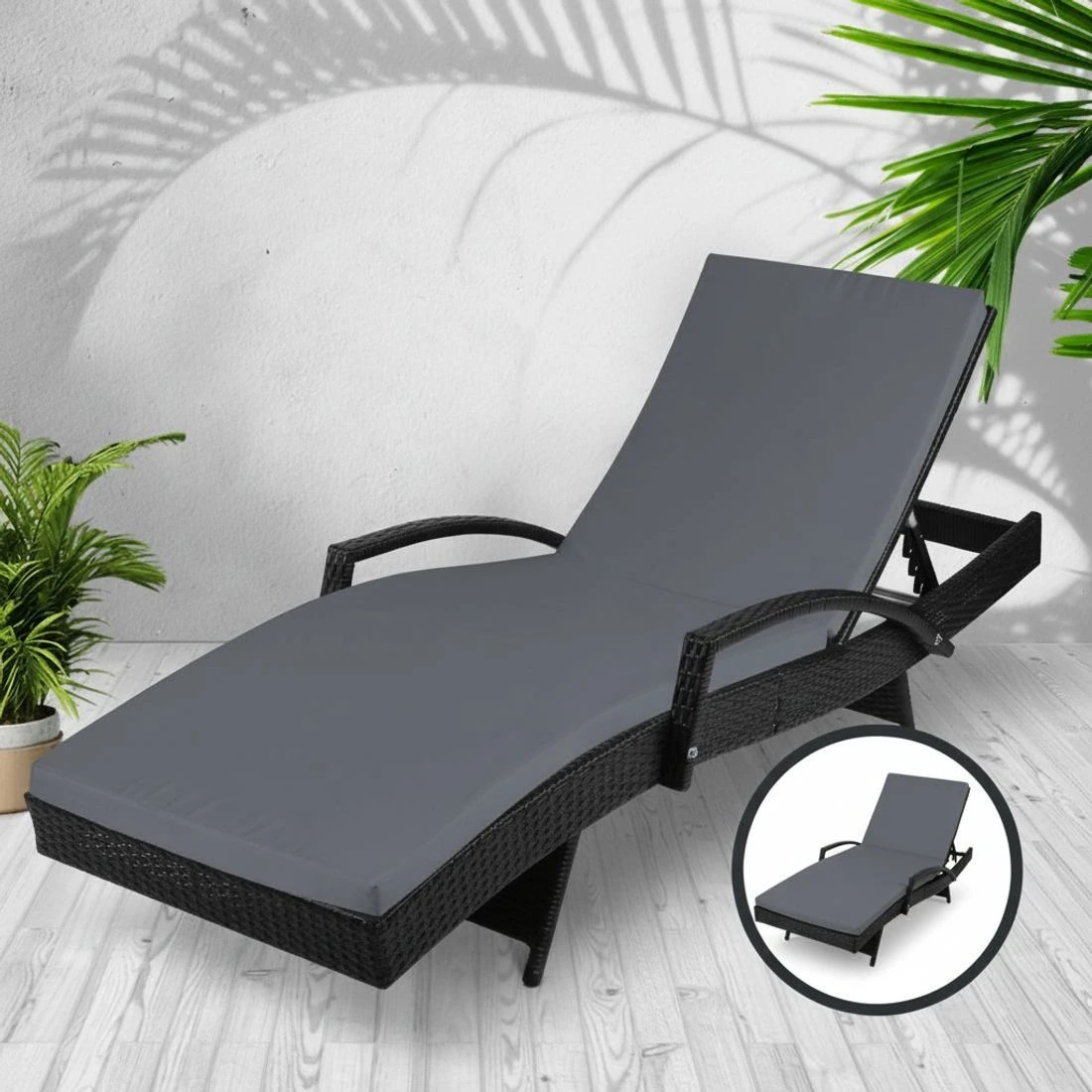 6 Gardeon Sun Lounge - Black, 6 of 6