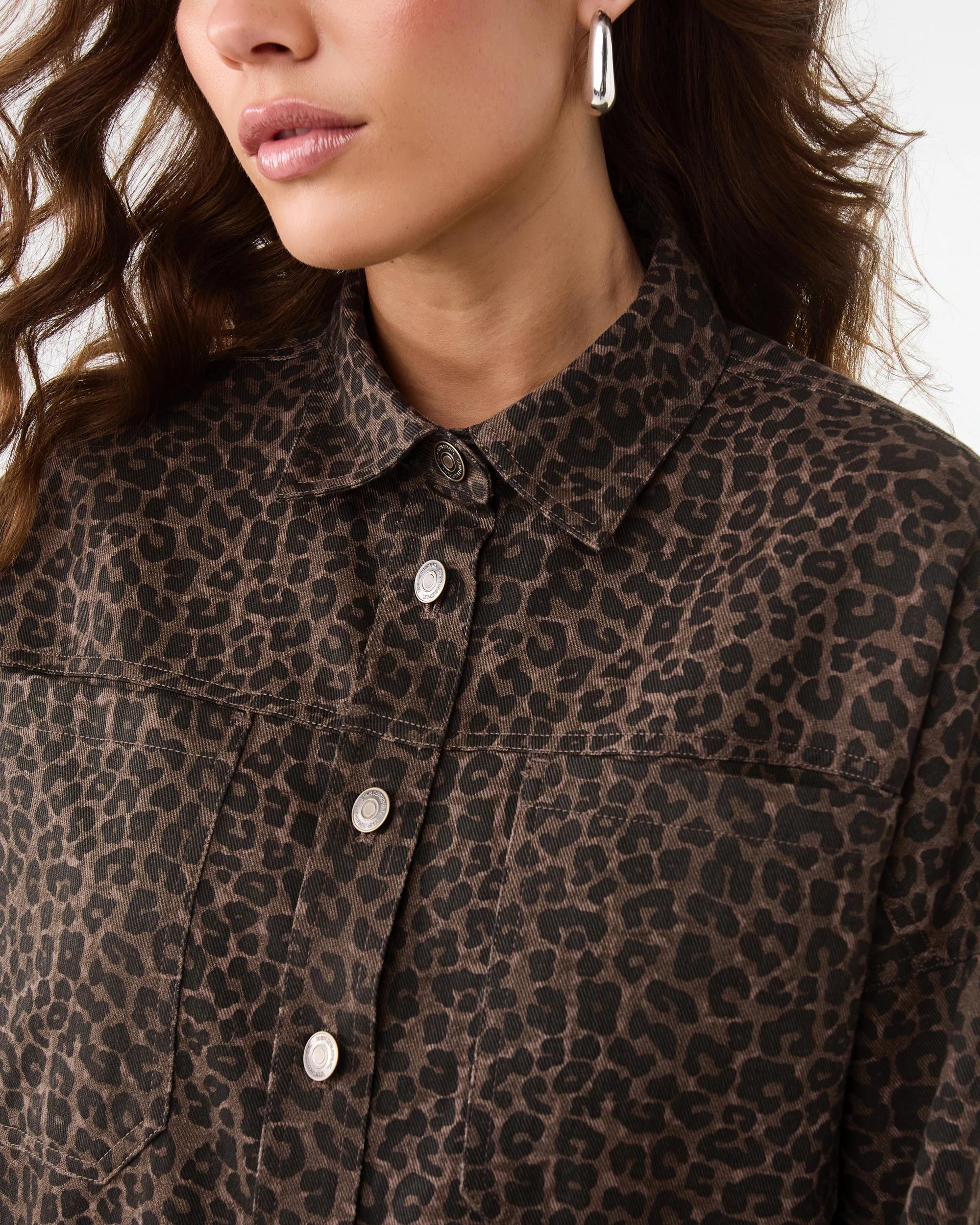 6 Long Sleeve Denim Shirt Brwn Leop, 6 of 10