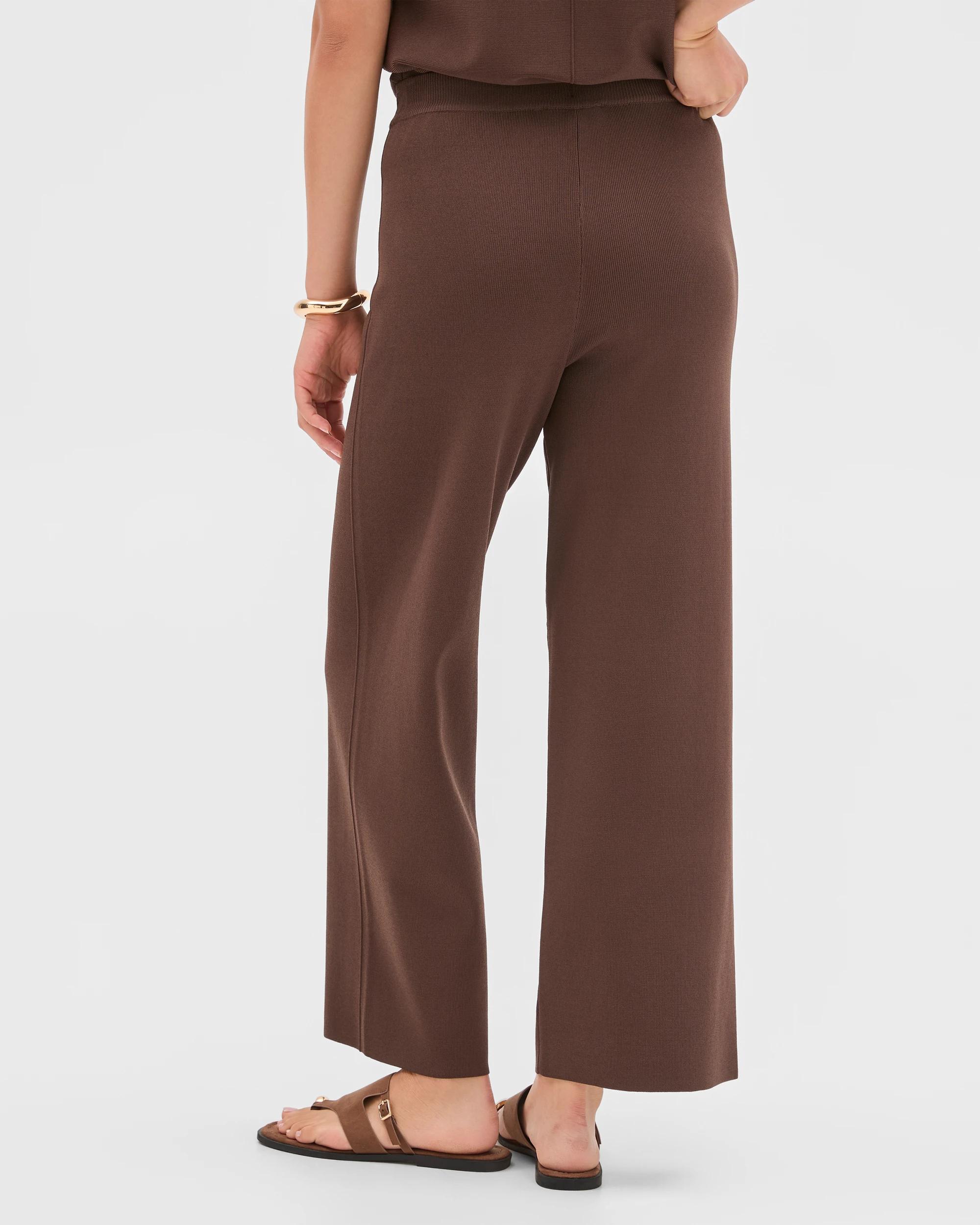 6 Preview Crepe Knit Straight Leg Pants GANACHE, 6 of 6