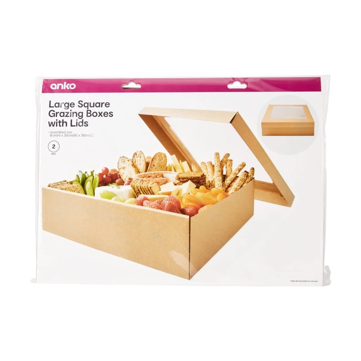 8 2 Pack Large Square Grazing Boxes with Lids, 8 of 8