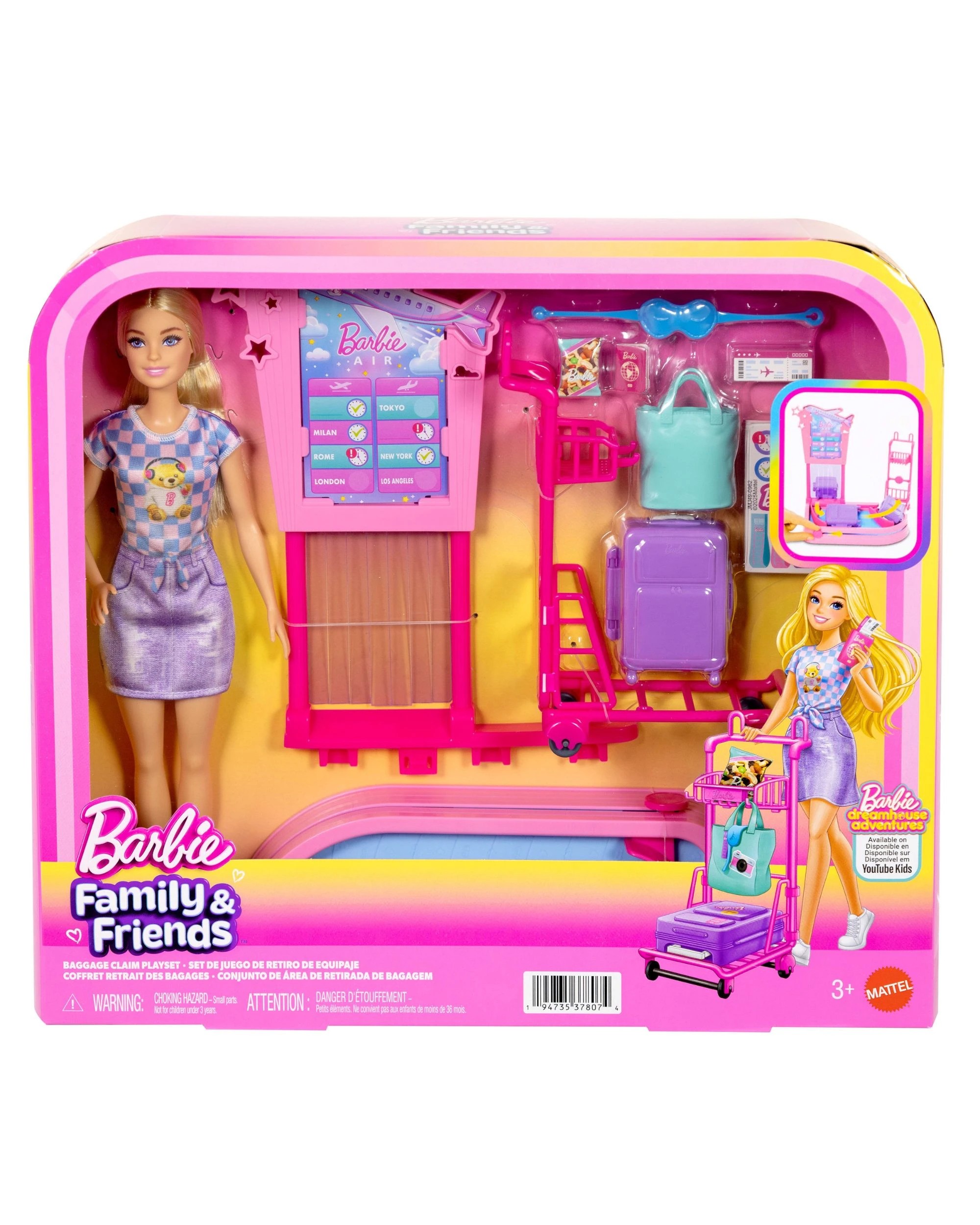 1 Barbie ‘Malibu’ Travel Doll Baggage Claim Playset & Accessories, 1 of 4