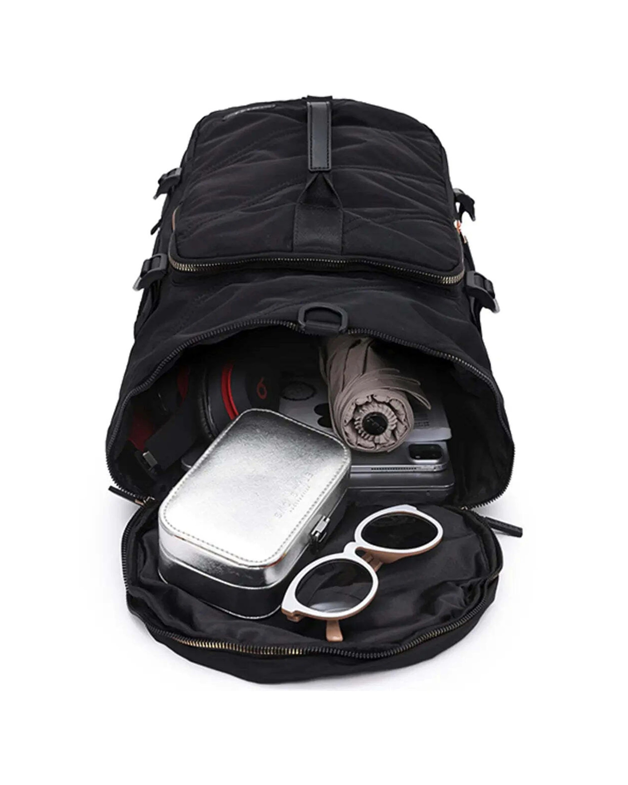 2 Tosca Harlow Barrel Backpack Tote Spacious Versatility Stitch - Black, 2 of 3