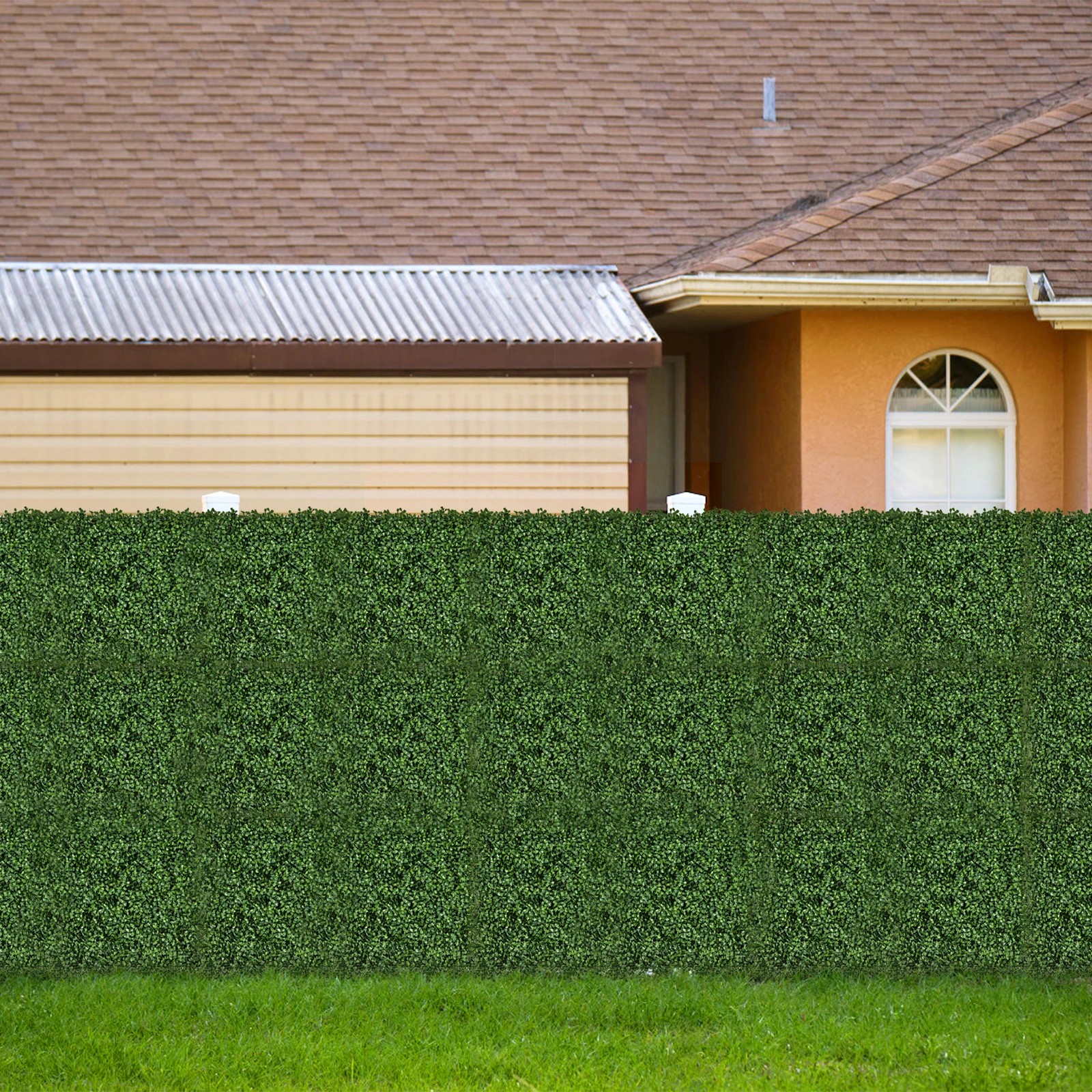 3 Costway 12PCS 50x50cm Artificial Grass Wall Panels Indoor Outdoor Faux Boxwood Decoration, 3 of 4