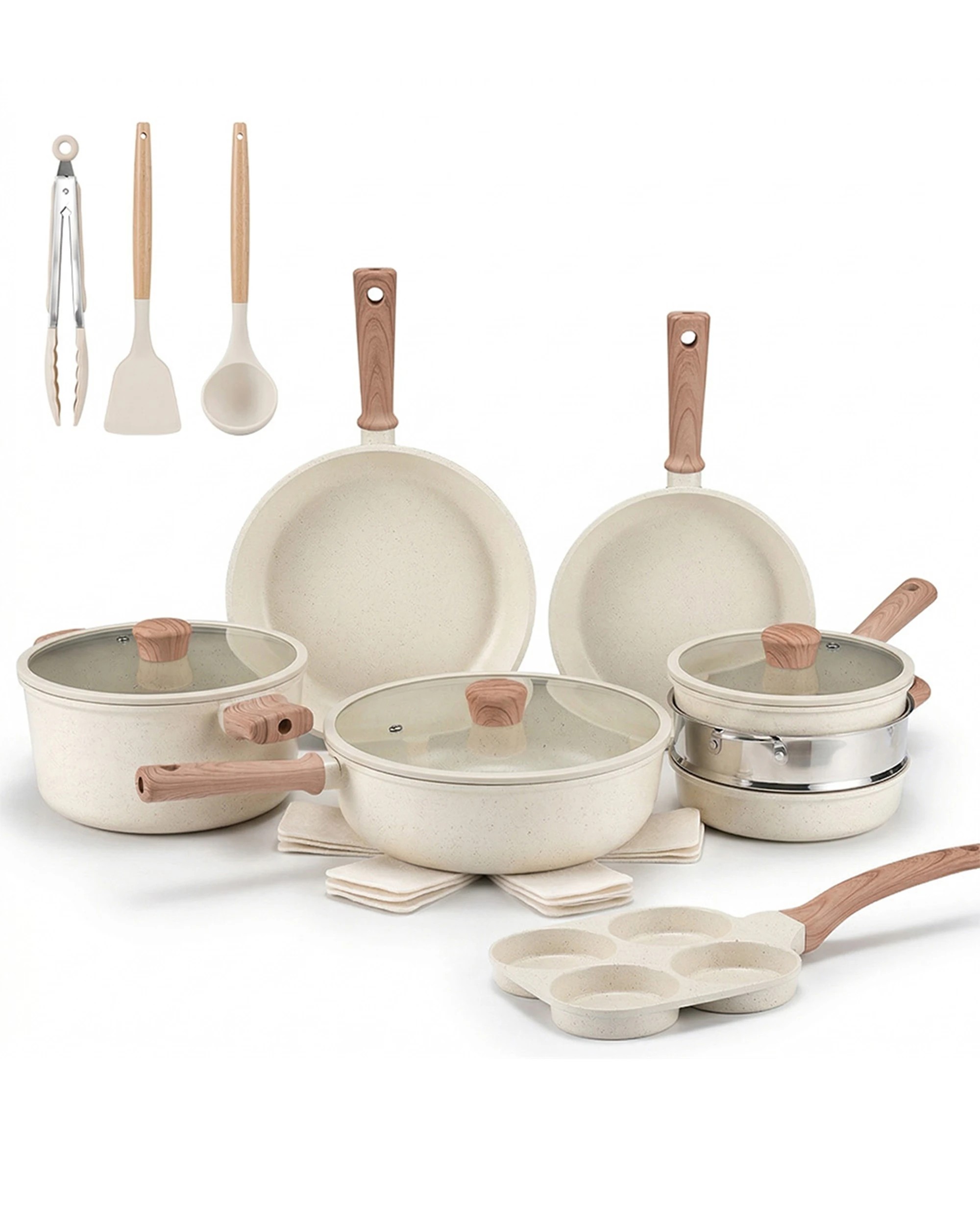 1 ZUNI 19PCS Nonstick Cookware Set Granite Coating Cooking Pots & Pans, 1 of 9
