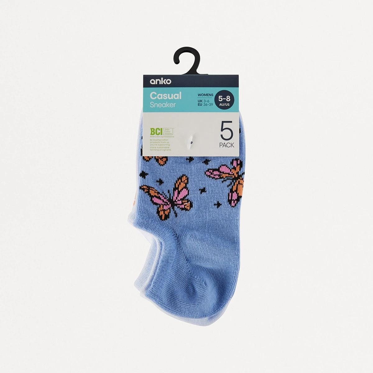 3 5 Pack Jacquard Sneaker Socks Butterfly, 3 of 3