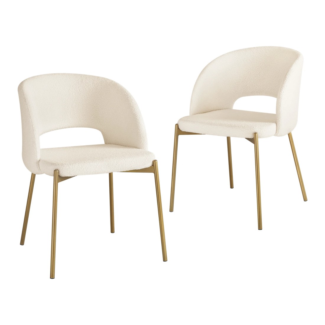 1 Oikiture 2x Dining Chair Sherpa Accent Chairs Tub Armchairs Gold Metal Legs
 - White, 1 of 10