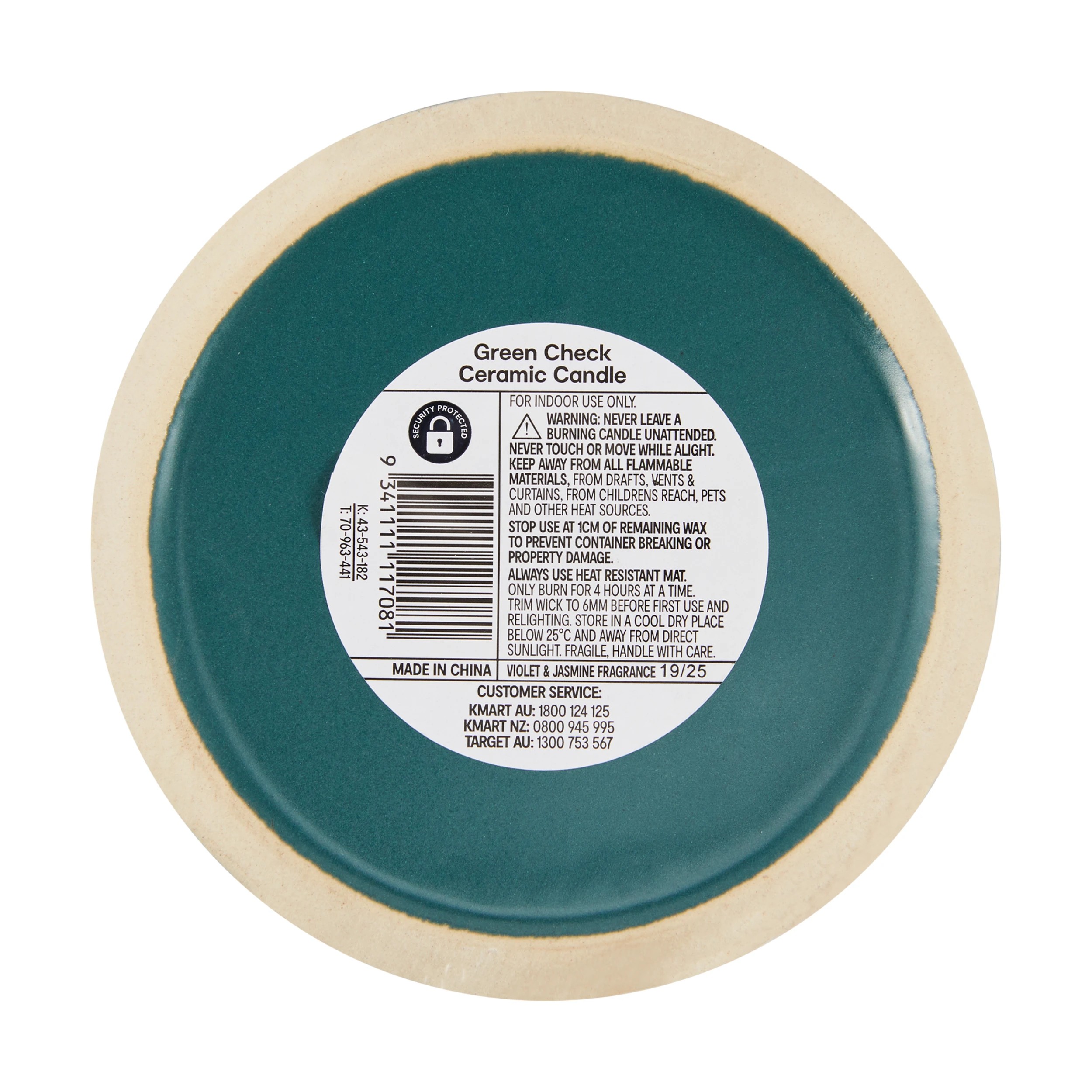 5 Green Check Ceramic Candle, 5 of 5