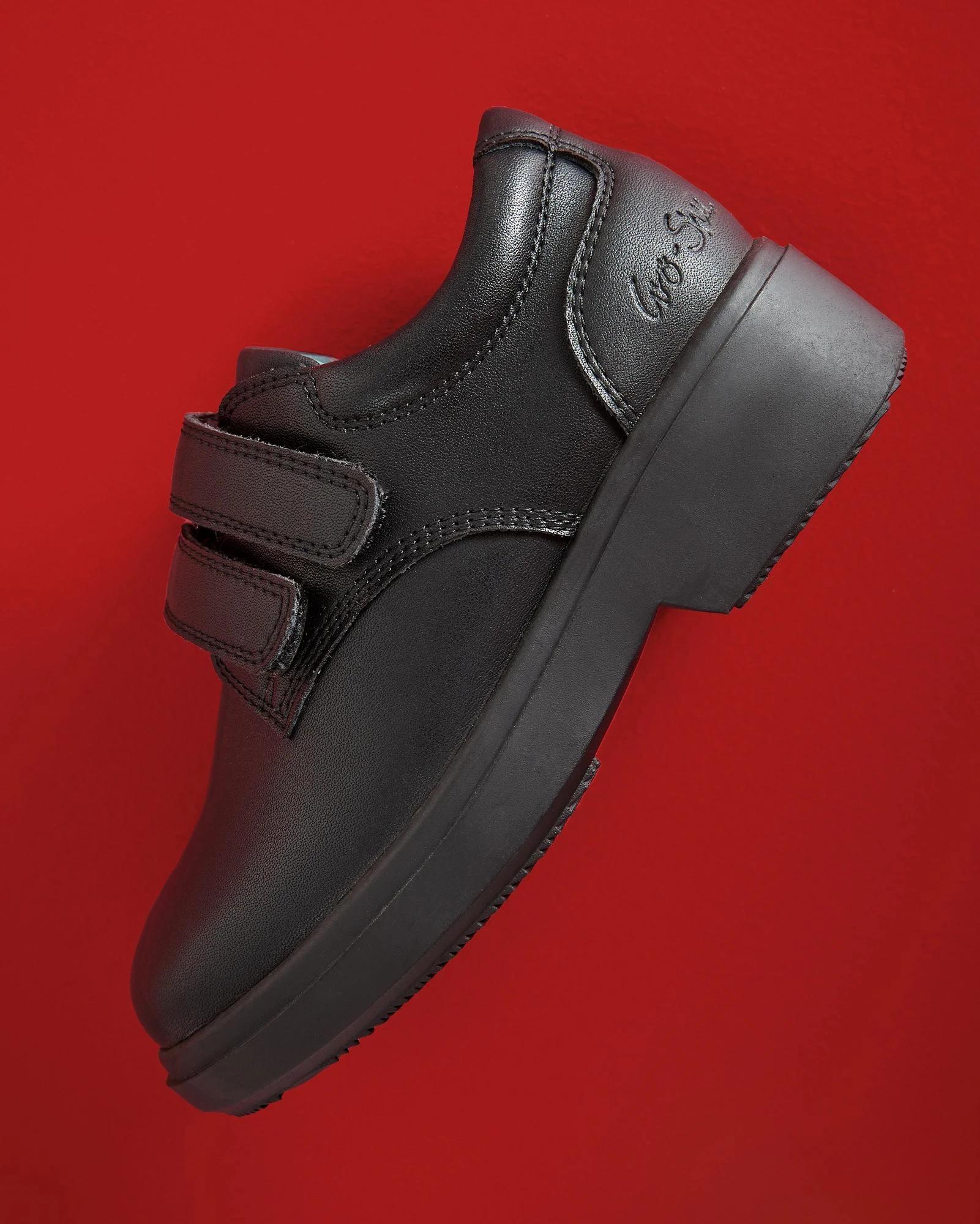 5 GroShu by Grosby Gro-Shu Leather Twin Tab School Shoes BLACK, 5 of 6