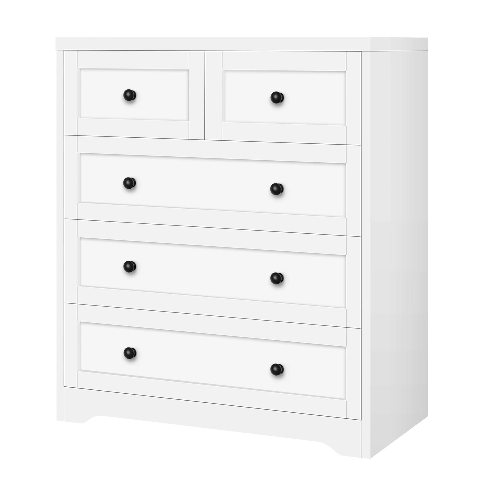3 Alfordson 5 Chest of Drawers 2x Bedside Table Hamptons Bedroom Storage - White, 3 of 10