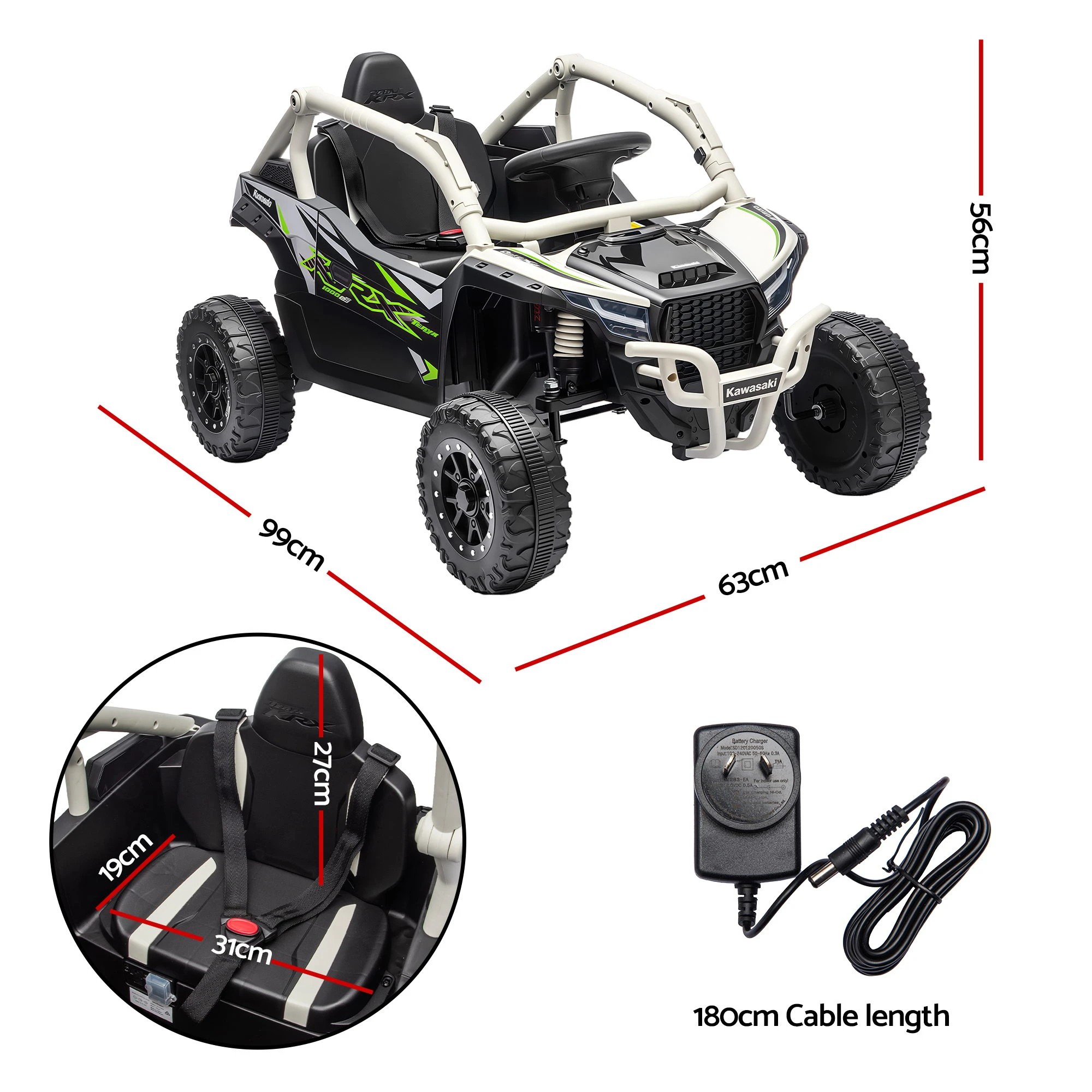 3 Kids Ride On Car Off-Road Licensed KRX1000 Electric Ride-On Toy with Remote Control - Grey, 3 of 9