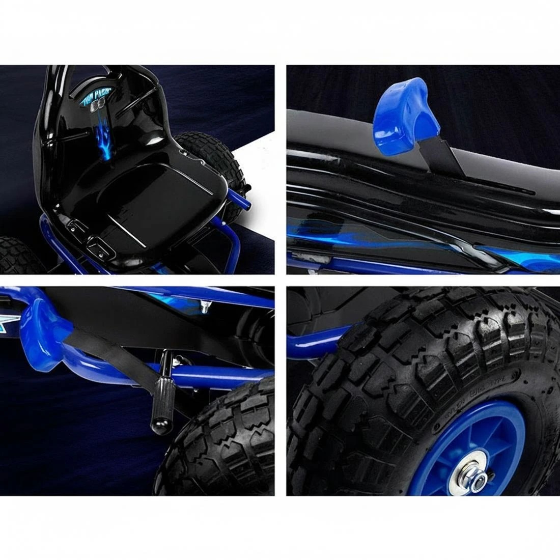 6 Rigo Kids Pedal Go Kart Ride On Toys Racing Car Rubber Tyre - Blue, 6 of 7