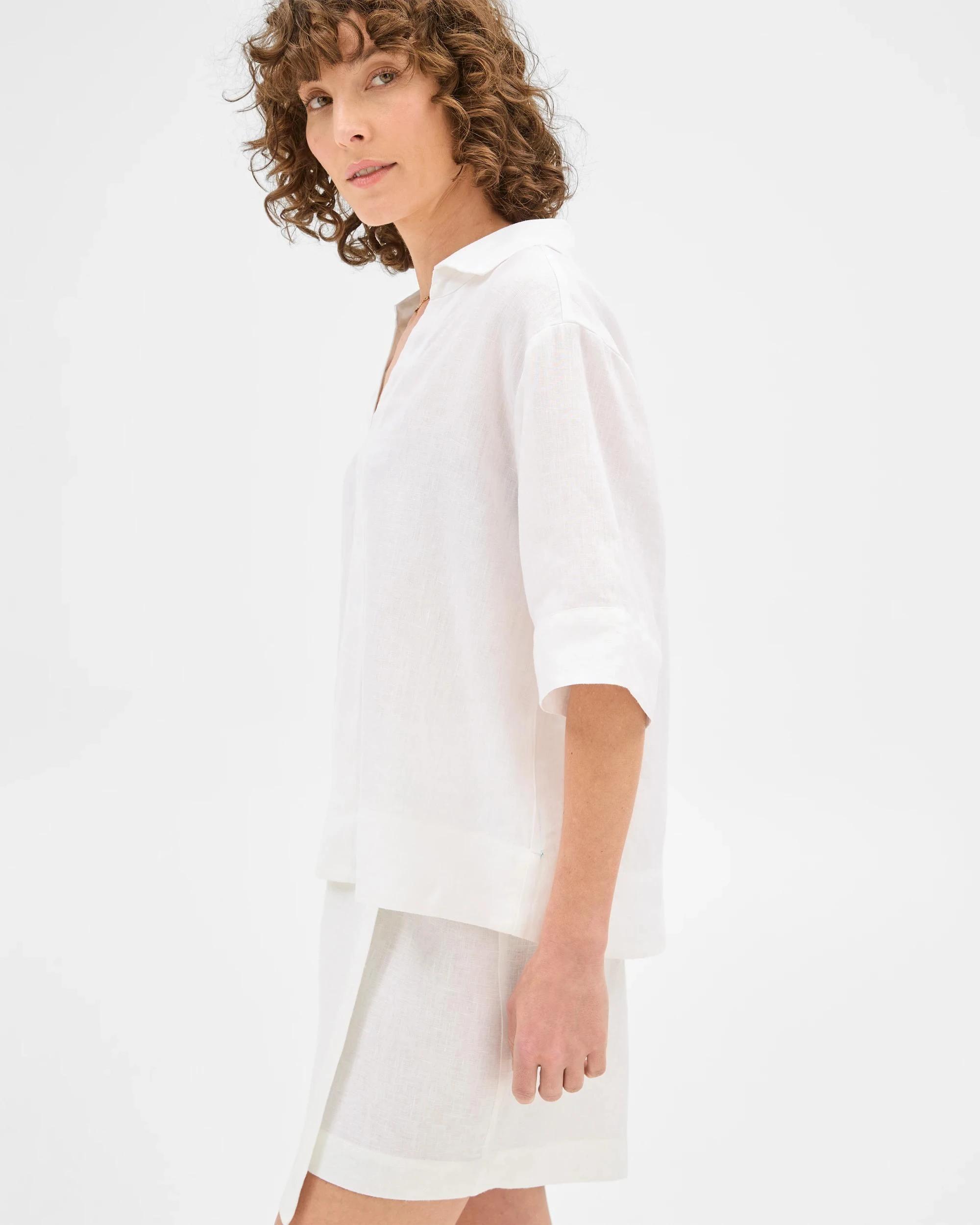 4 Target Woman European Linen Popover Shirt WHITE, 4 of 6