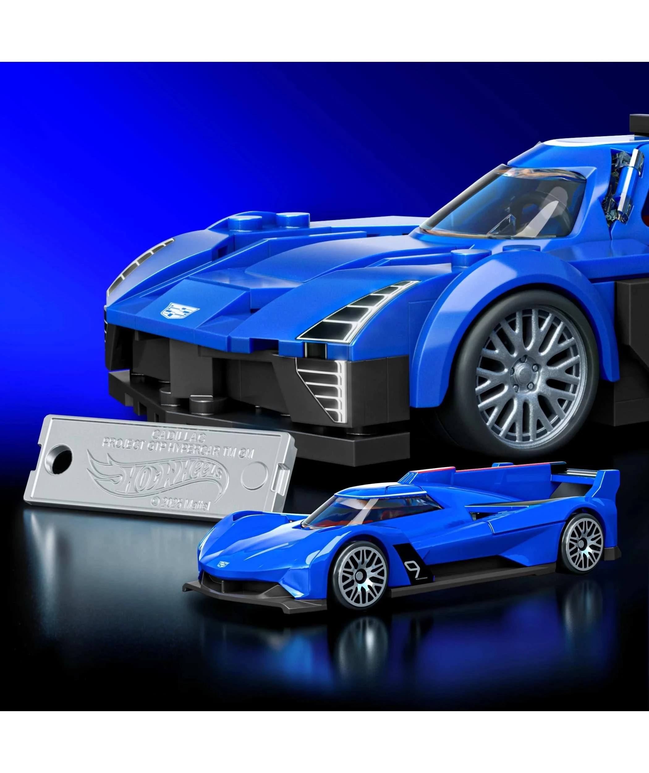 5 Mattel Brick Shop Hot Wheels Cadillac Project GTP Hypercar Building Toy Kit - Blue, 5 of 6