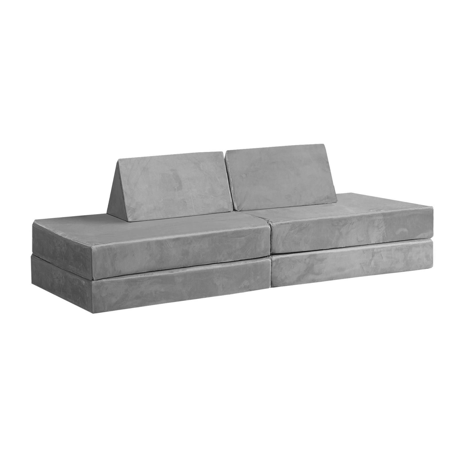 1 Oikiture 4Pcs Kids Sofa Play Couch Modular Lounge Cushion Convertible Playset - Grey, 1 of 8