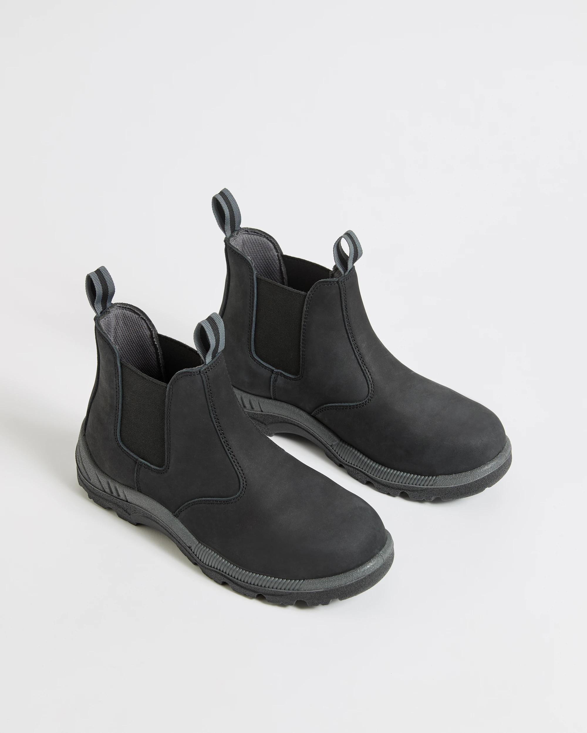 2 Graphite Genuine Leather Slip-On Safety Work Boots BLACK, 2 of 4