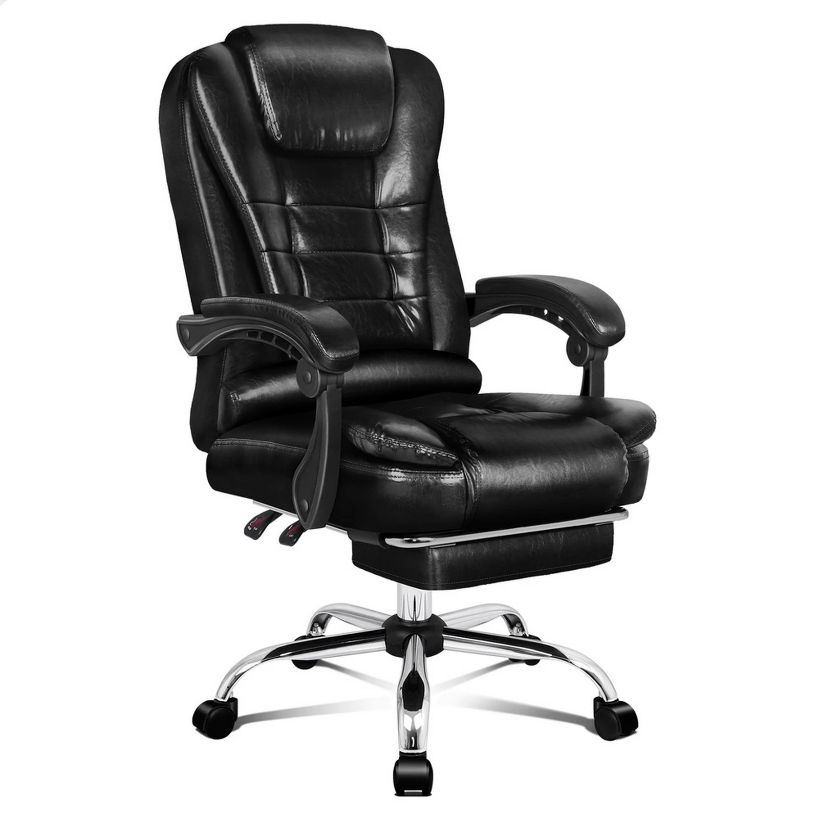1 Alfordson Office Chair Gaming Executive Computer Racer PU Leather Seat Footrest - Black, 1 of 10